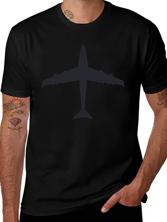 Airplane Silhouette Graphic Tee - Classic Black
