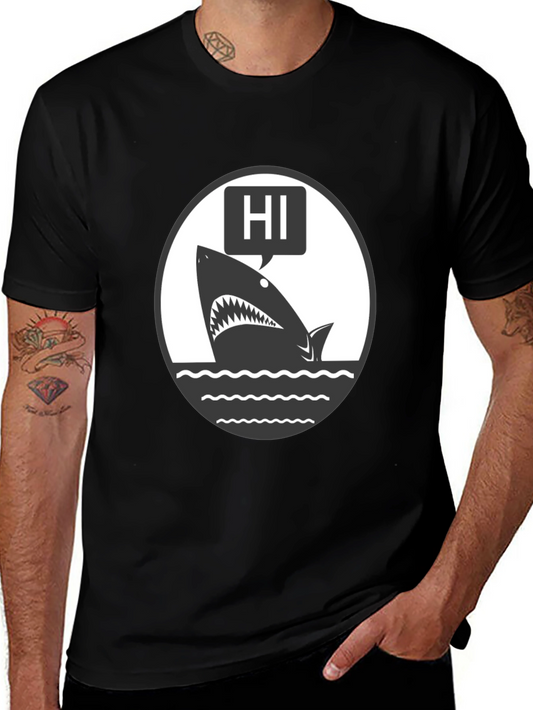 Hi Shark Graphic Tee - Black Cotton T-Shirt