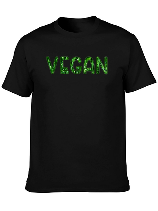 Vegan Leaf Graphic Black T-Shirt