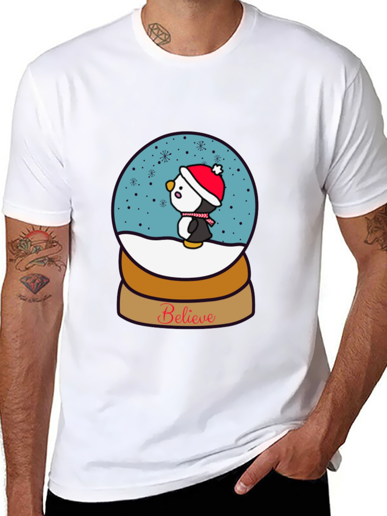Believe Penguin Snow Globe Graphic Tee