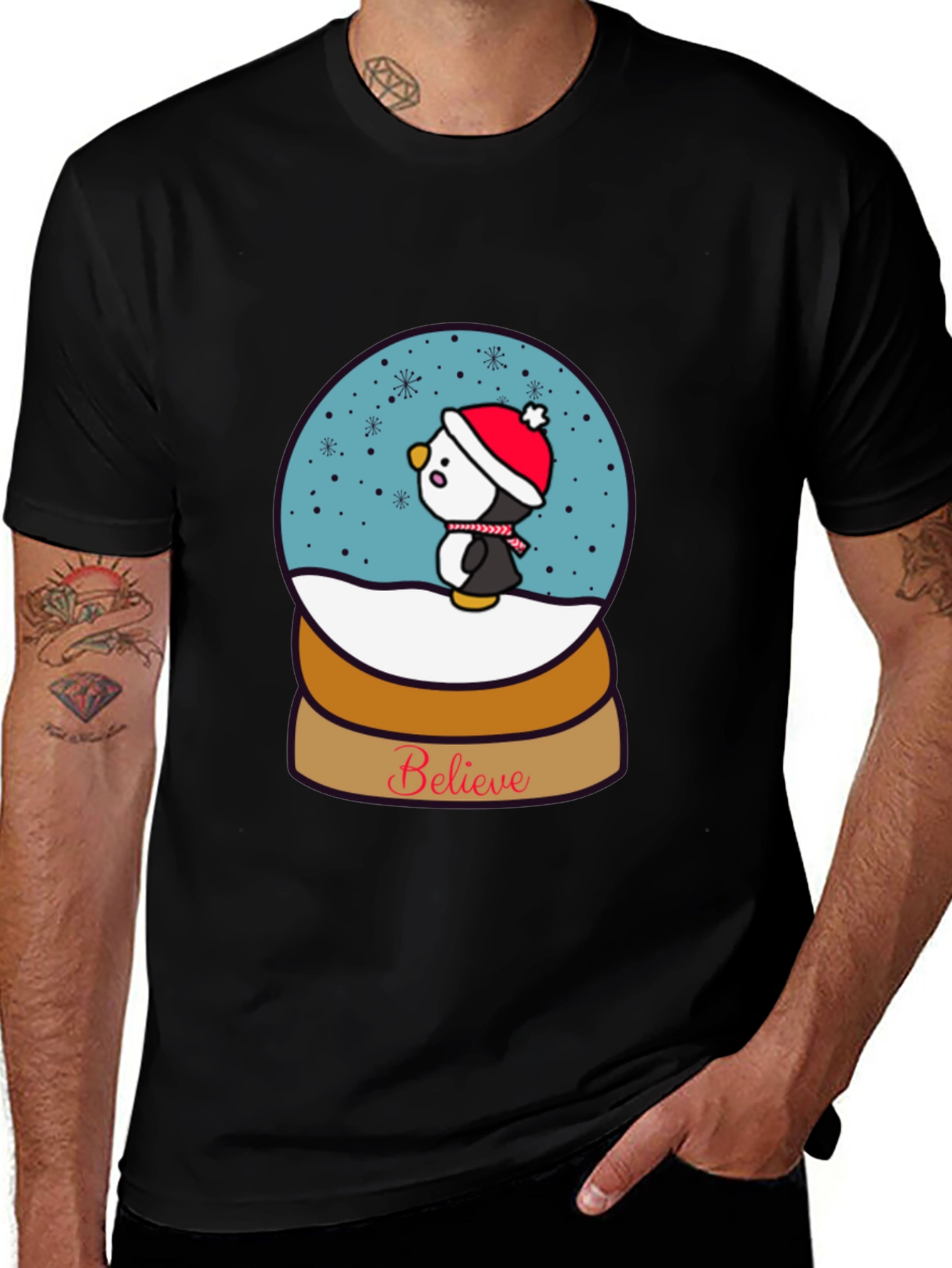Believe Penguin Snow Globe Graphic Tee