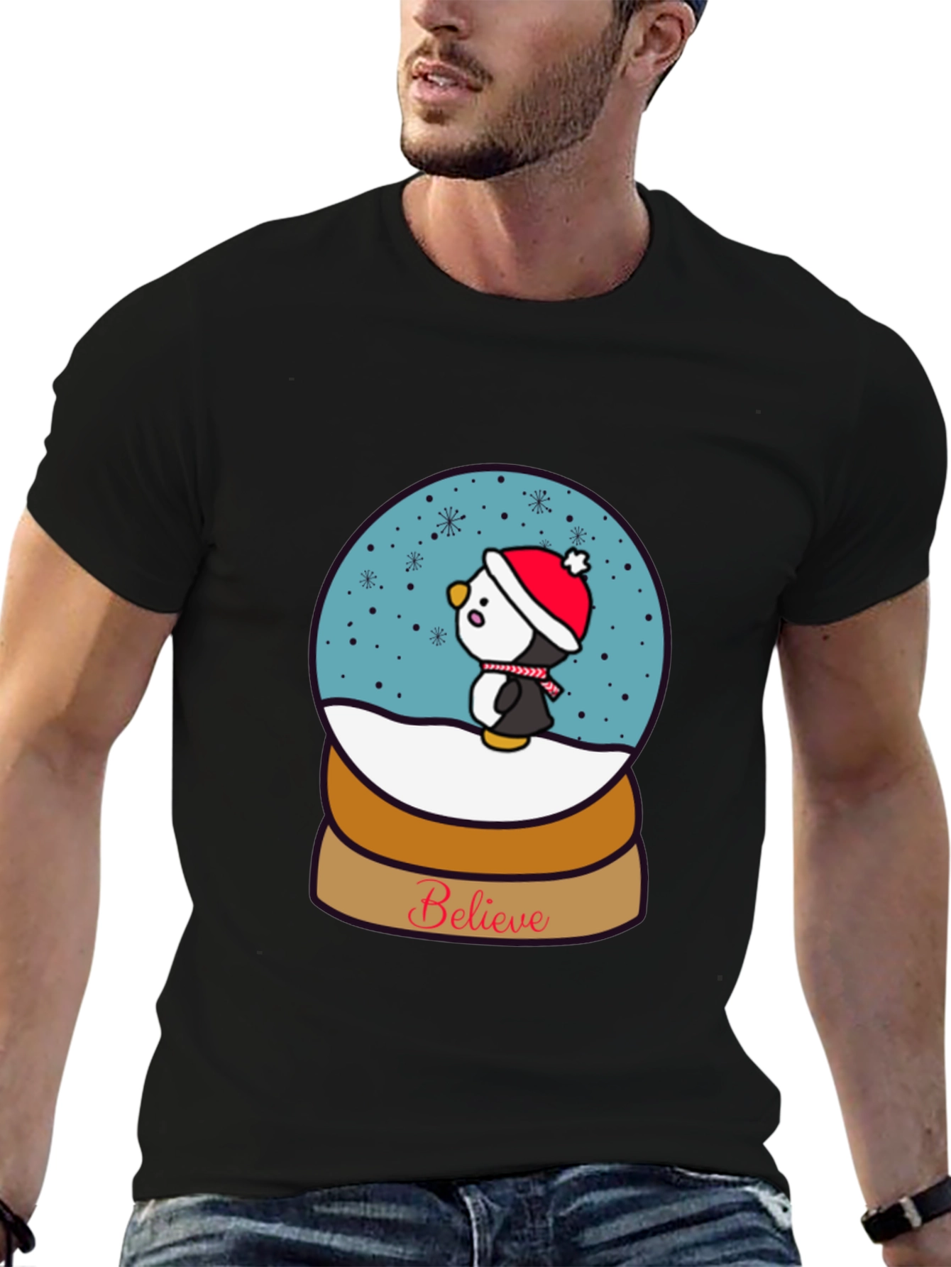 Believe Penguin Snow Globe Graphic Tee