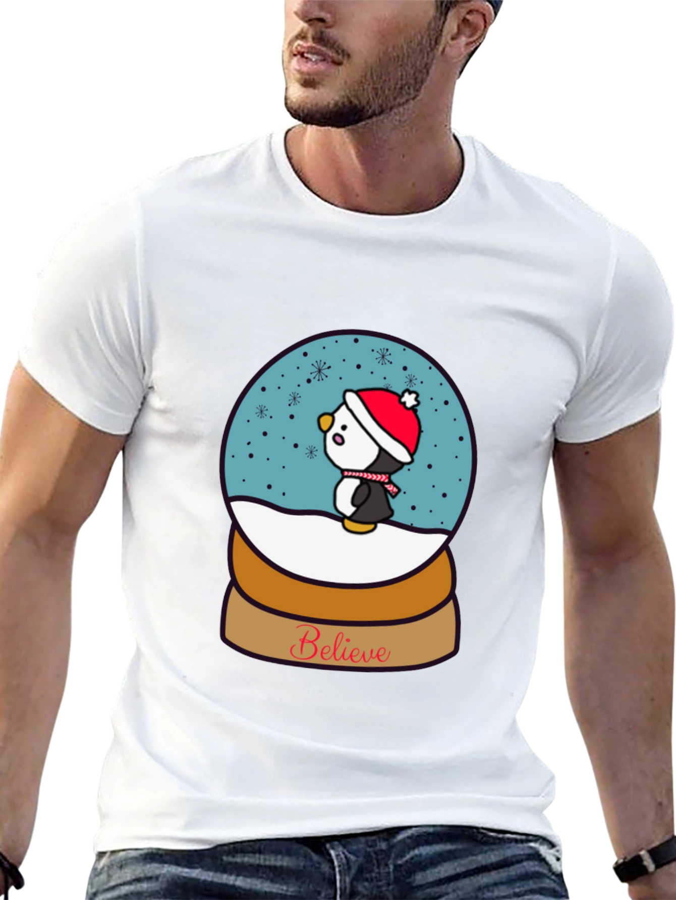 Believe Penguin Snow Globe Graphic Tee