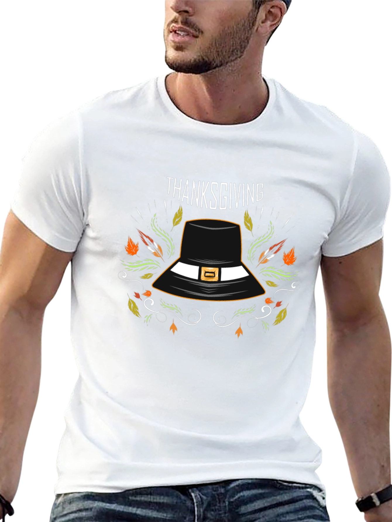 Thanksgiving Pilgrim Hat Graphic Tee