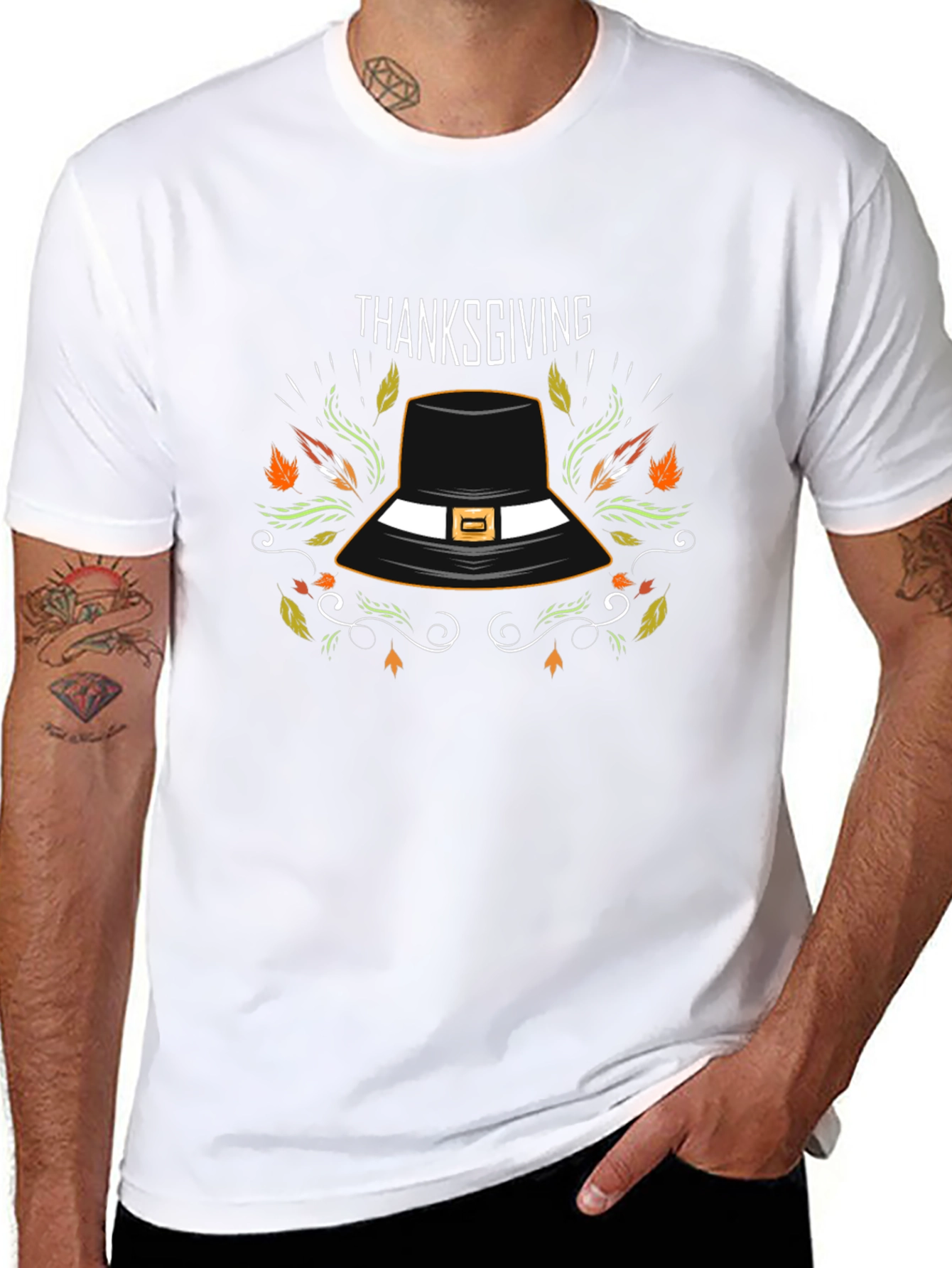 Thanksgiving Pilgrim Hat Graphic Tee