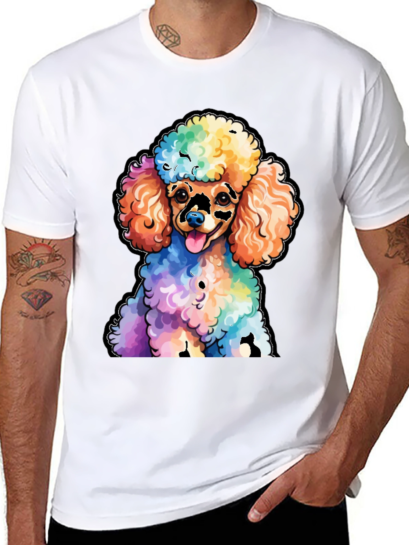 Rainbow Poodle Graphic T-Shirt