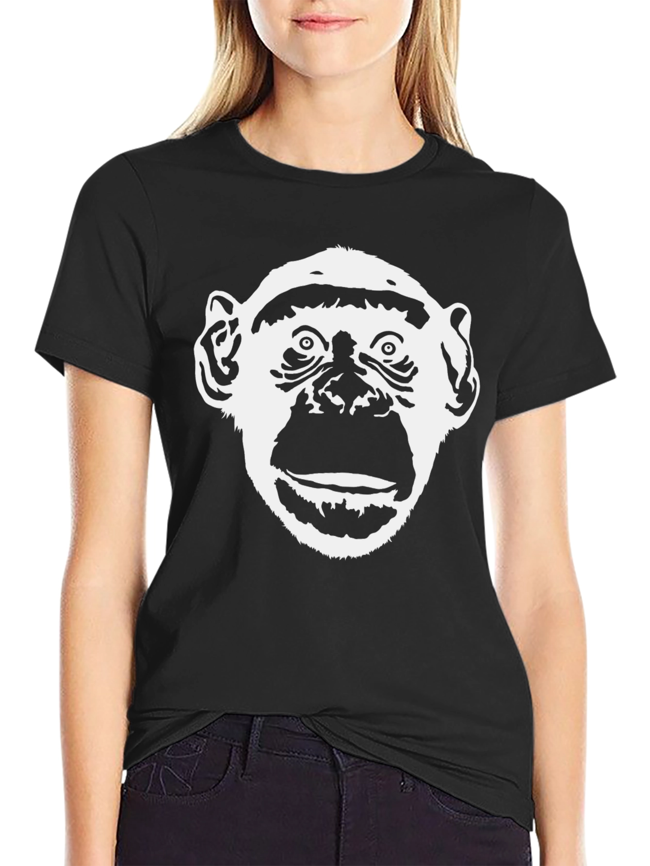 Chimpanzee Graphic Tee - Black Cotton T-Shirt