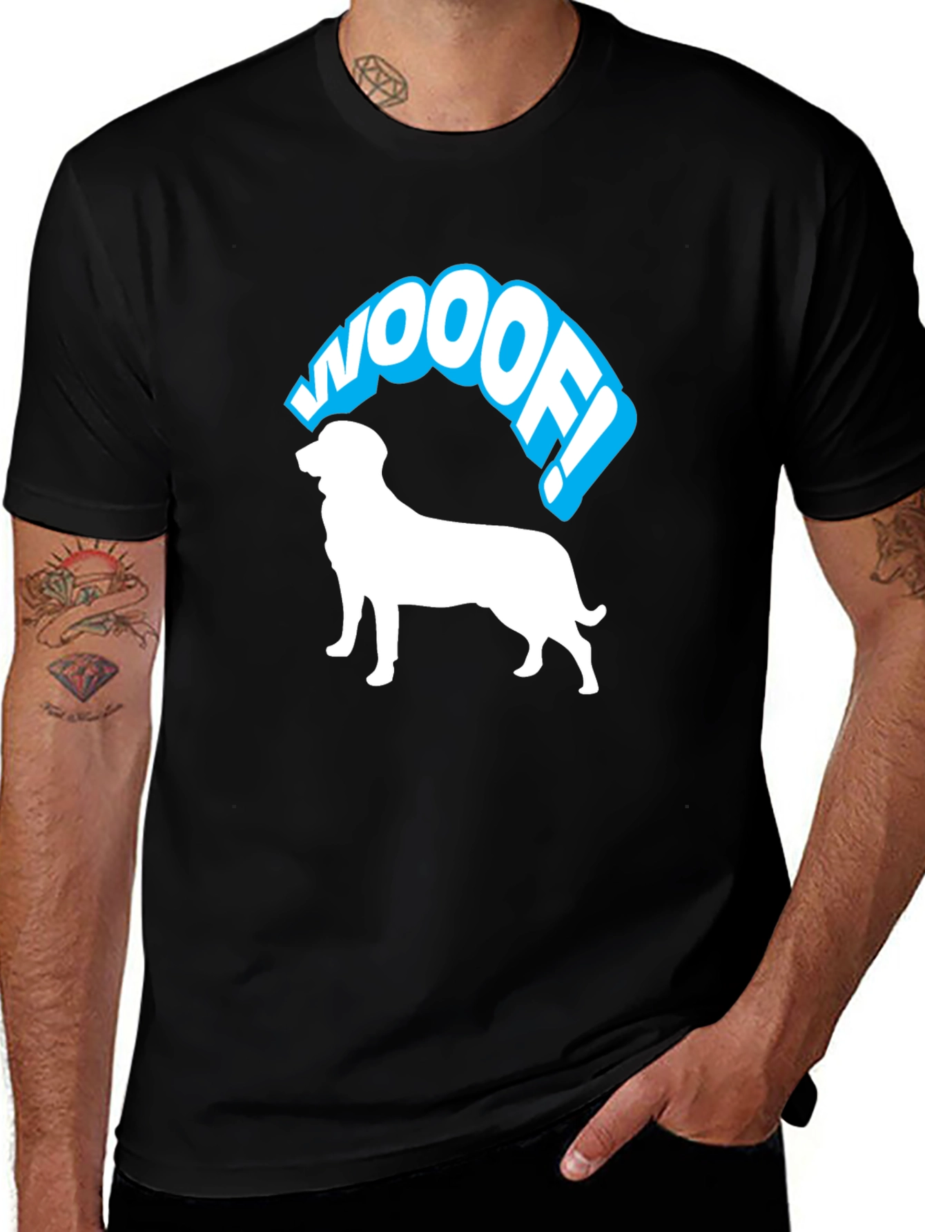 Woof! Dog Silhouette T-Shirt - Black