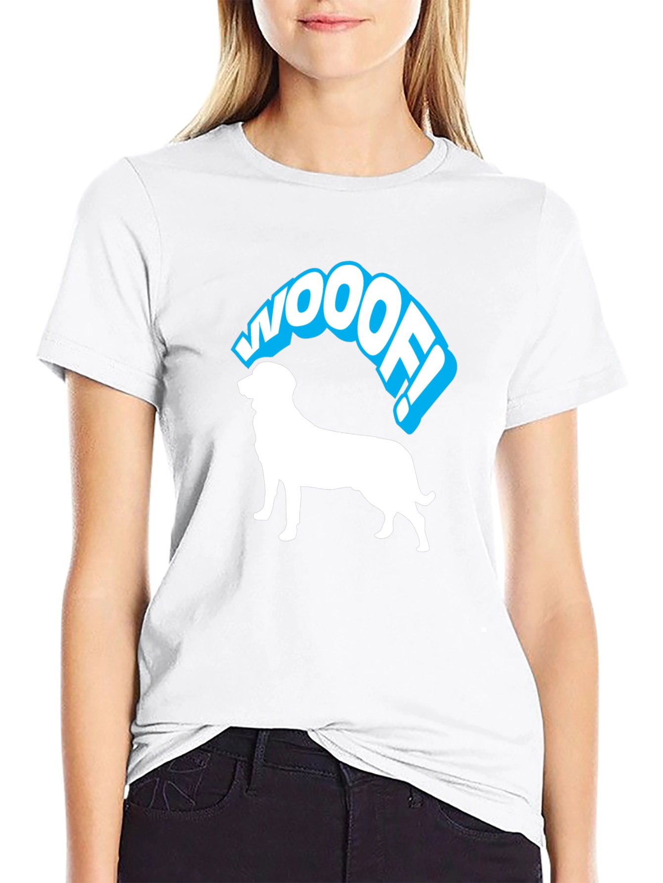 Woof! Dog Silhouette T-Shirt - Black