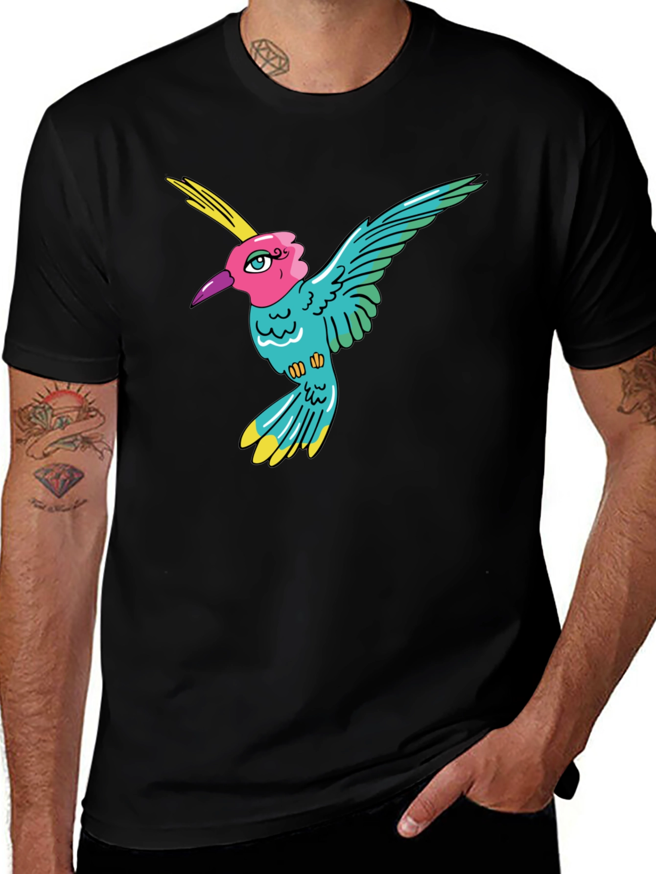 Hummingbird Graphic Tee - Mens Black T-Shirt