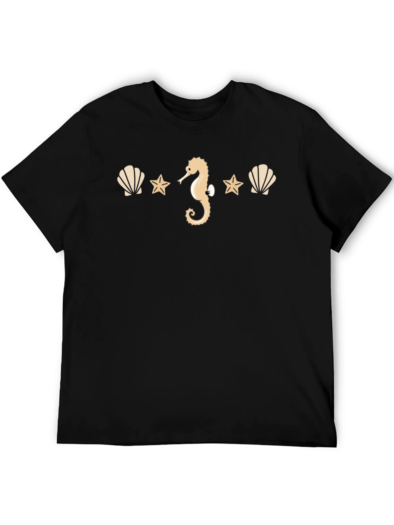 Beach Theme Tee: Seashells Stars & Seahorse Design