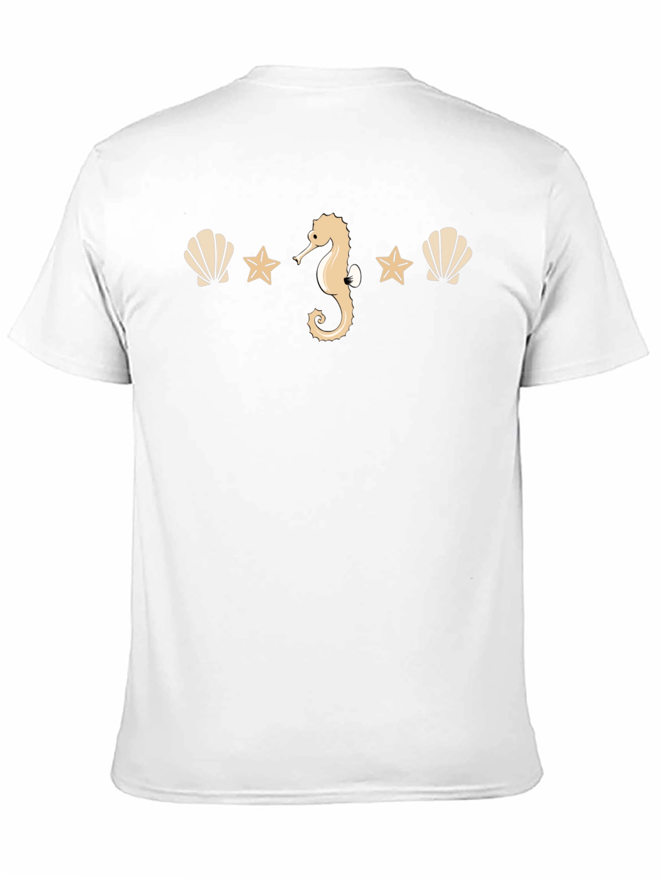 Beach Theme Tee: Seashells Stars & Seahorse Design