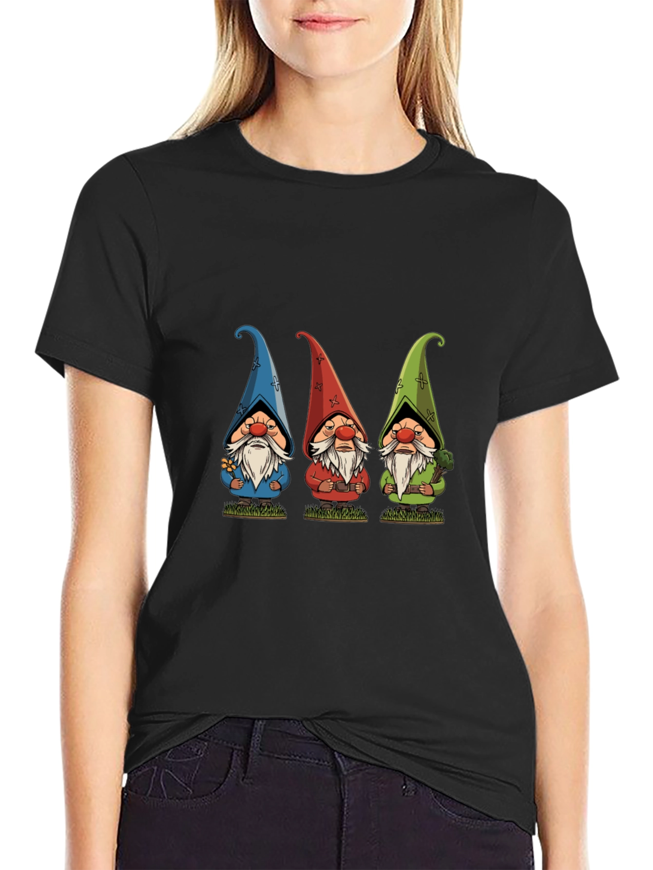Three Gnome Black T-Shirt - Unique Design
