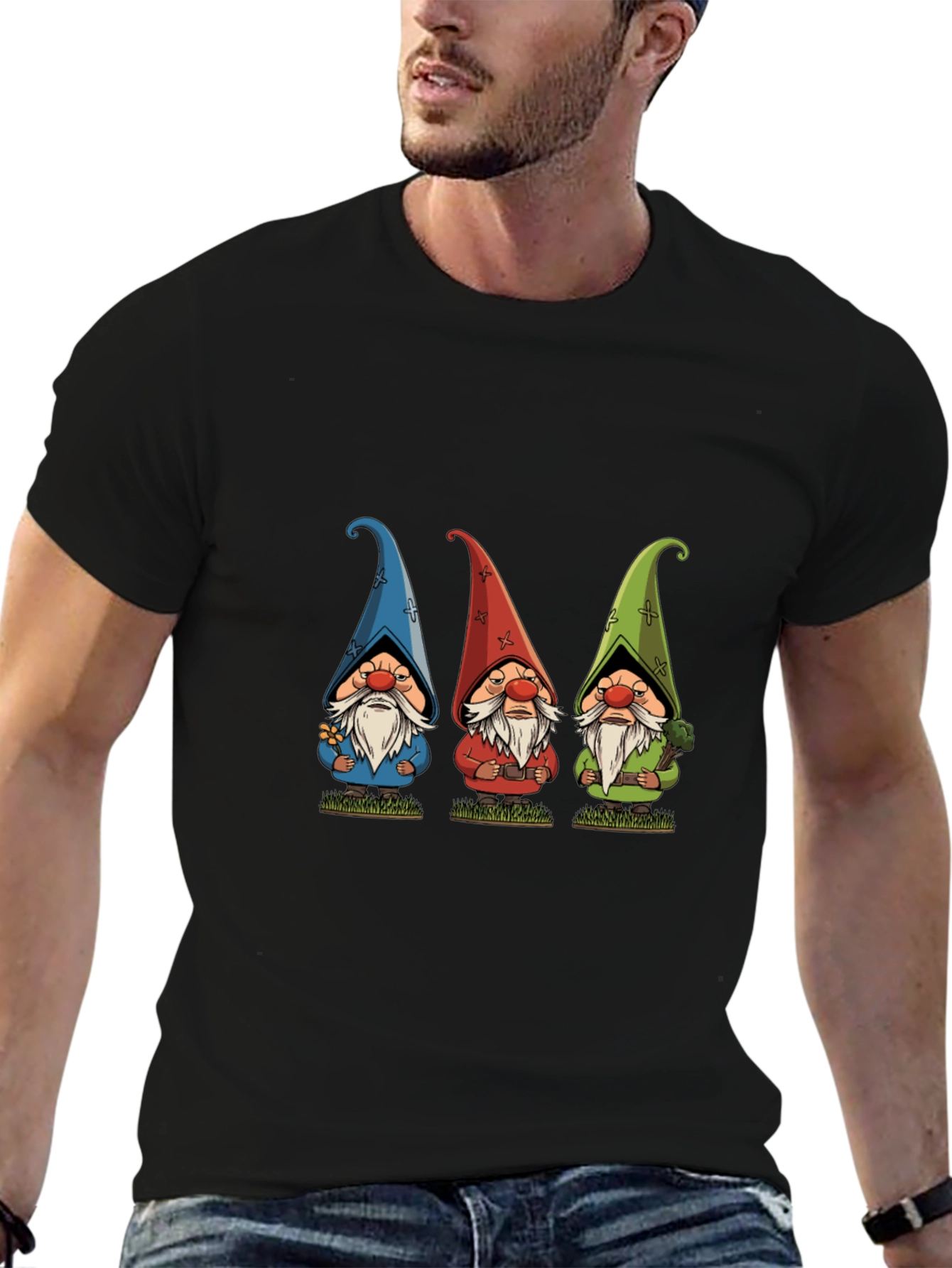 Three Gnome Black T-Shirt - Unique Design