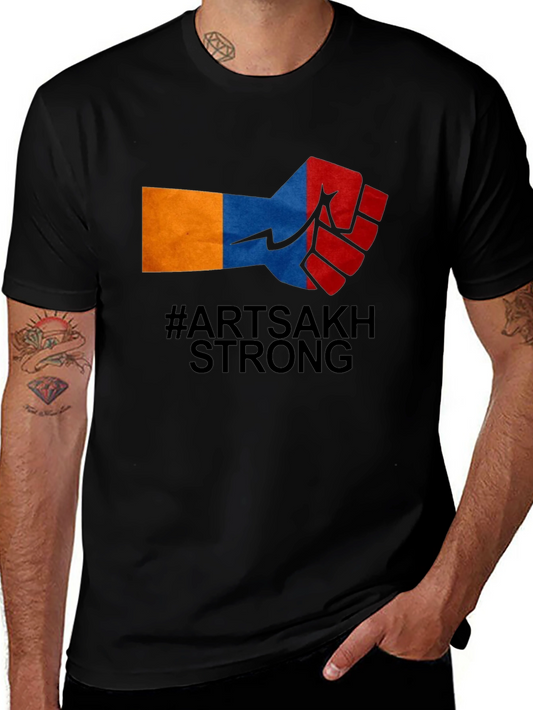 Artsakh Strong Fist Graphic Tee - Black Cotton Blend