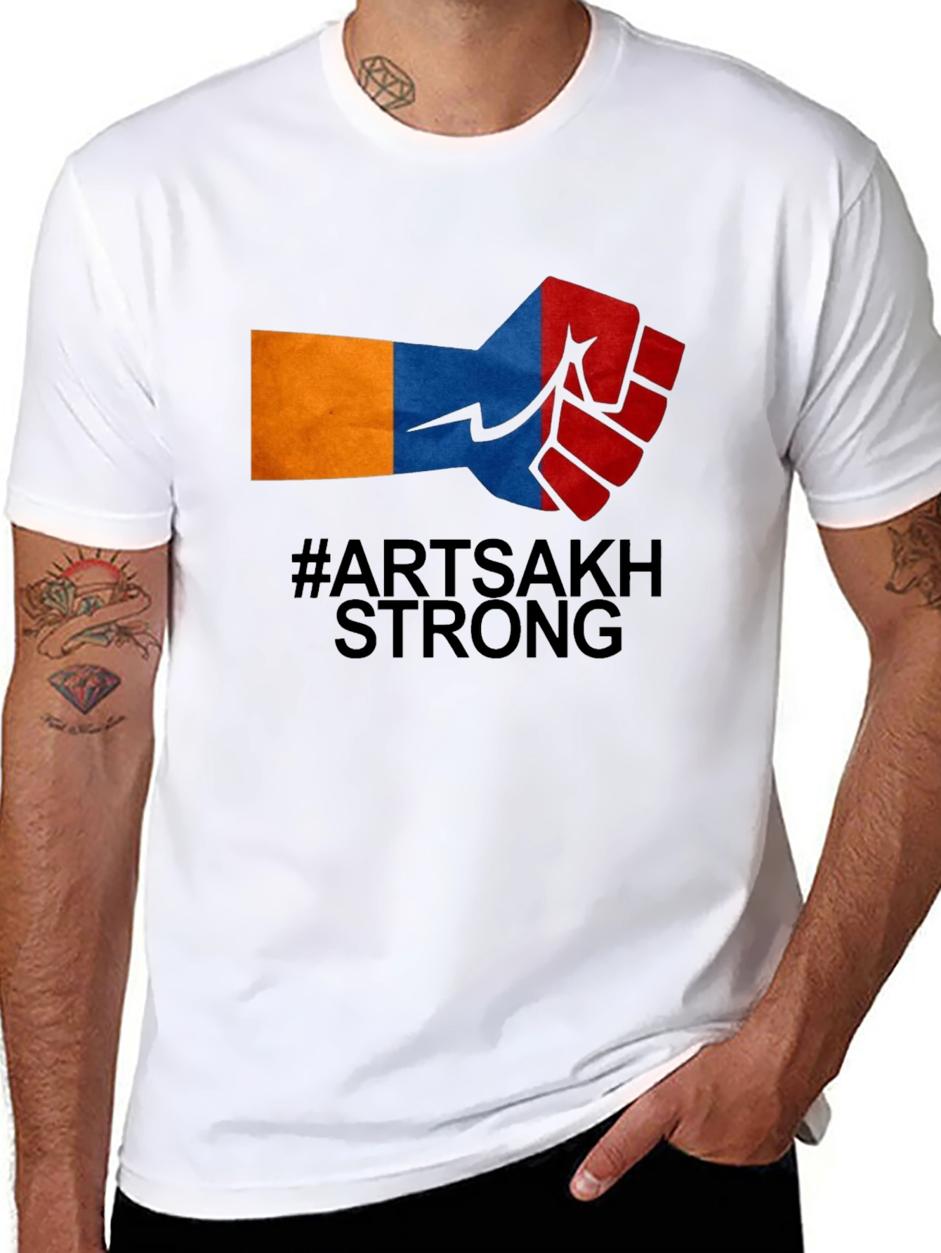 Artsakh Strong Fist Graphic Tee - Black Cotton Blend