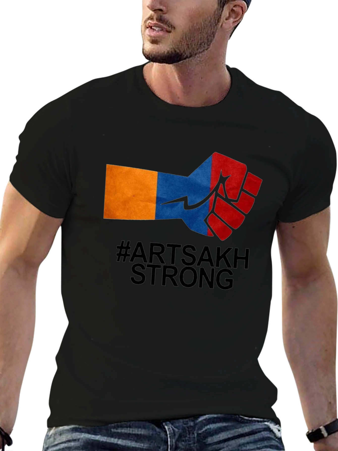 Artsakh Strong Fist Graphic Tee - Black Cotton Blend