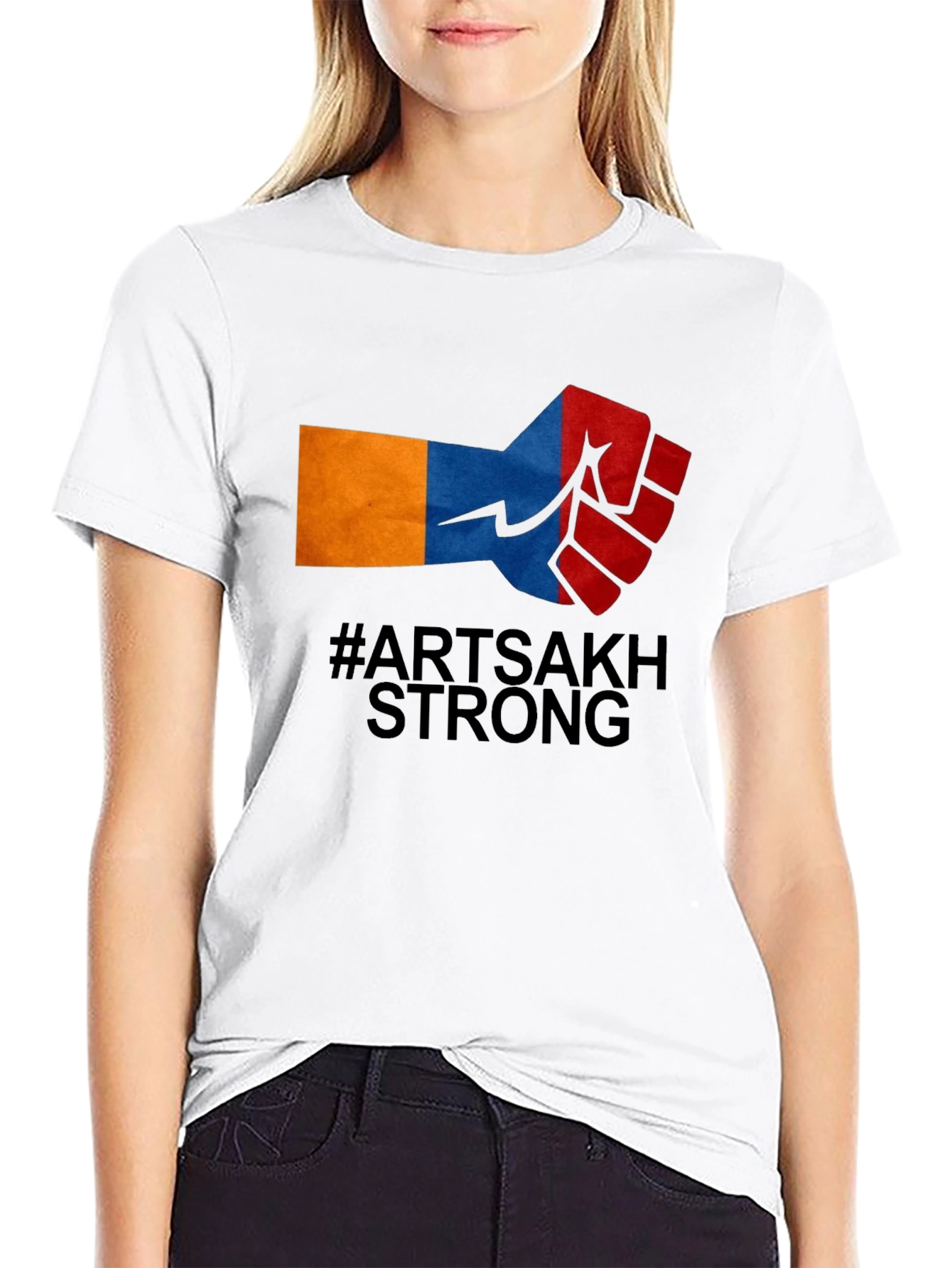 Artsakh Strong Fist Graphic Tee - Black Cotton Blend