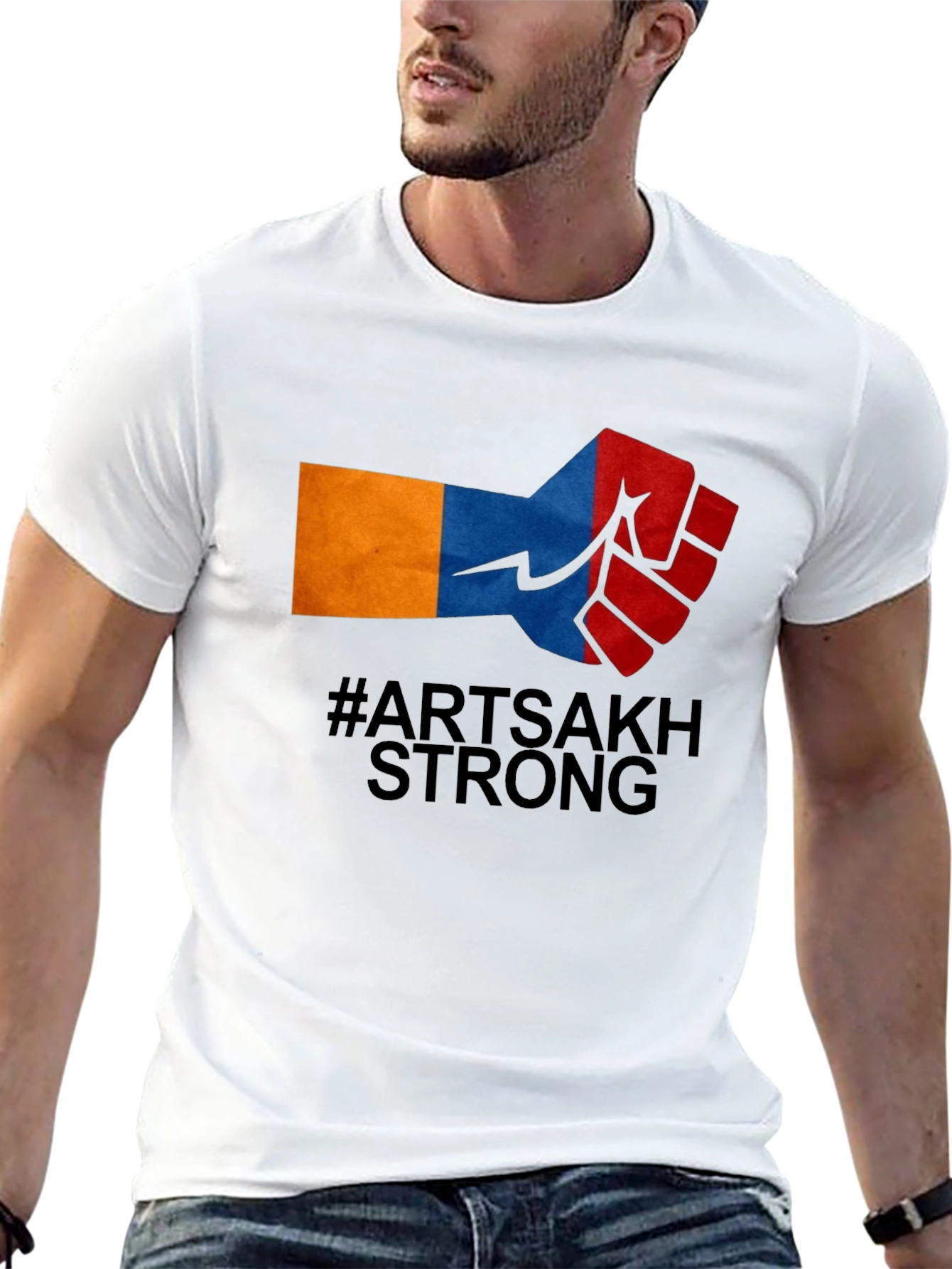 Artsakh Strong Fist Graphic Tee - Black Cotton Blend