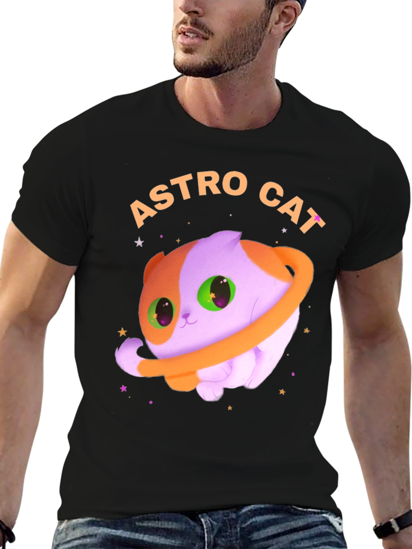 Astro Cat Graphic Tee - Space Kitten T-Shirt