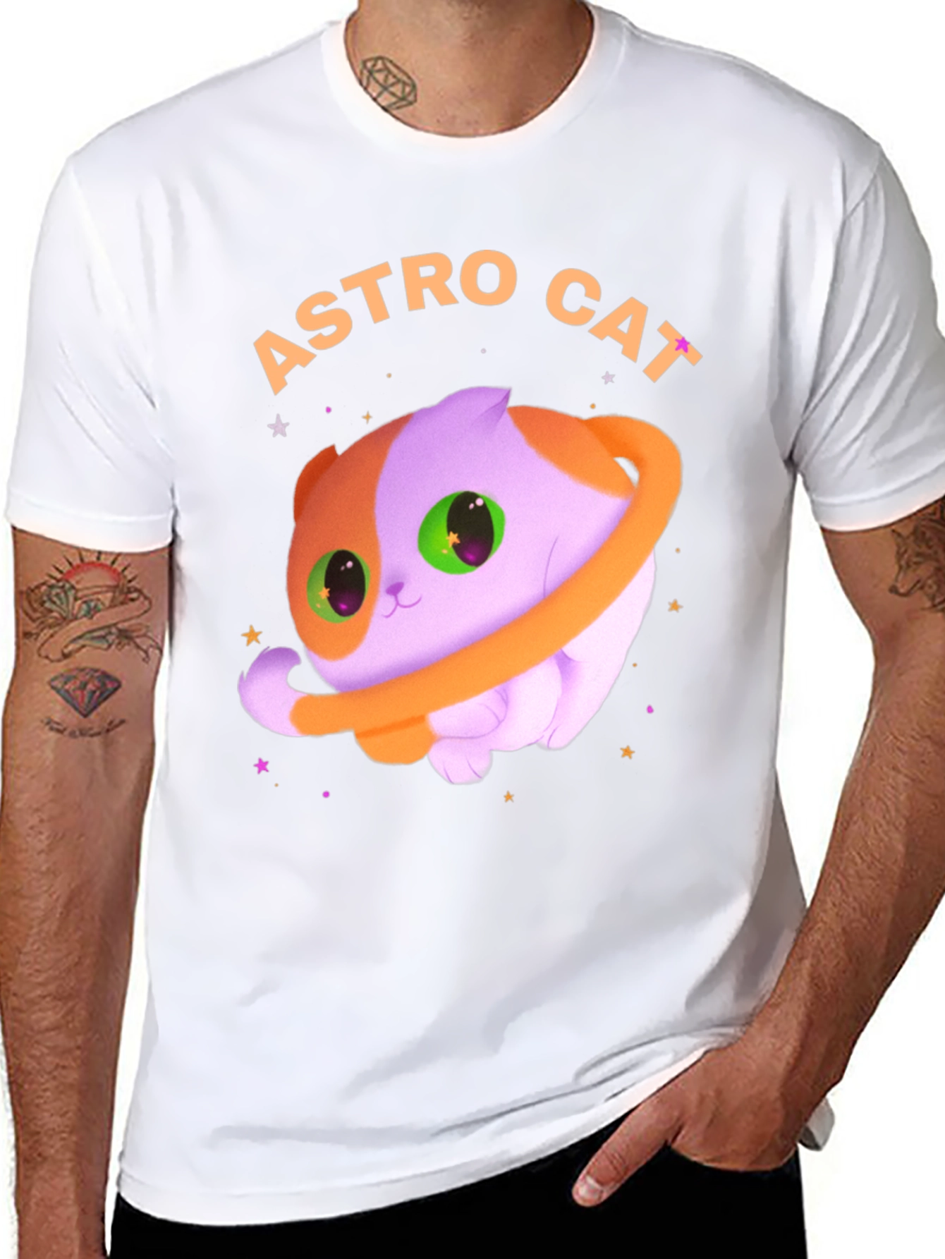 Astro Cat Graphic Tee - Space Kitten T-Shirt