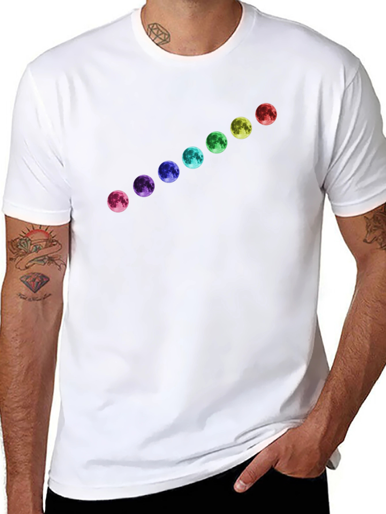 Rainbow Moon Phase Black T-Shirt