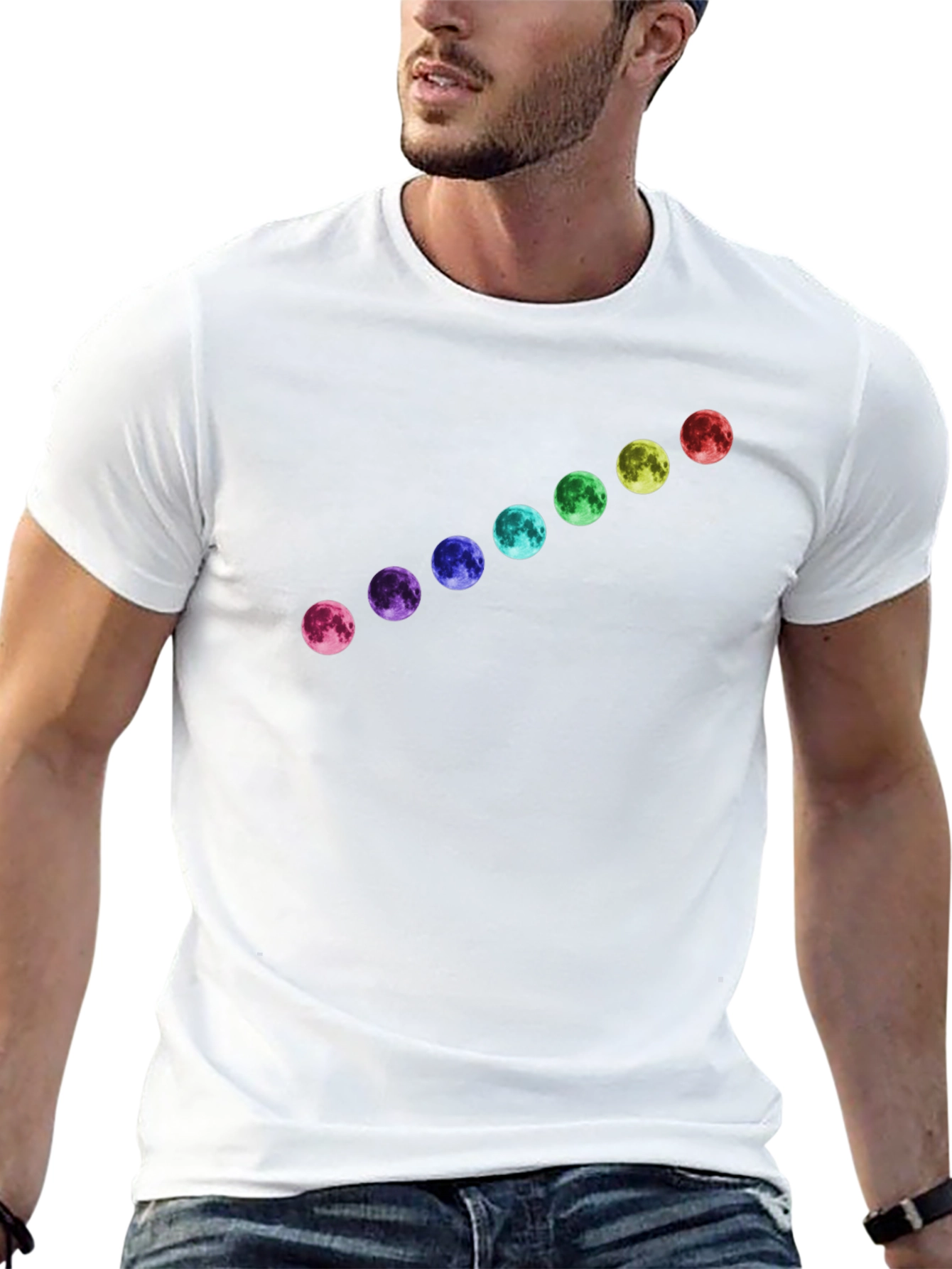 Rainbow Moon Phase Black T-Shirt