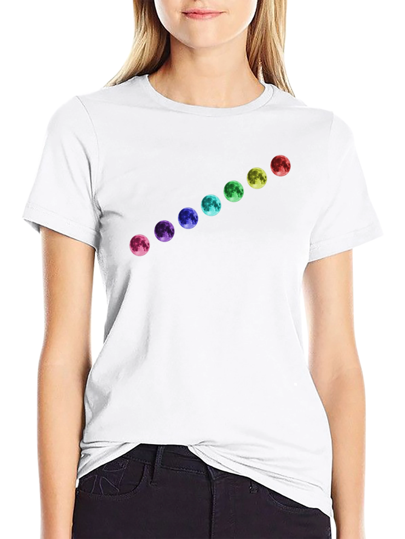 Rainbow Moon Phase Black T-Shirt