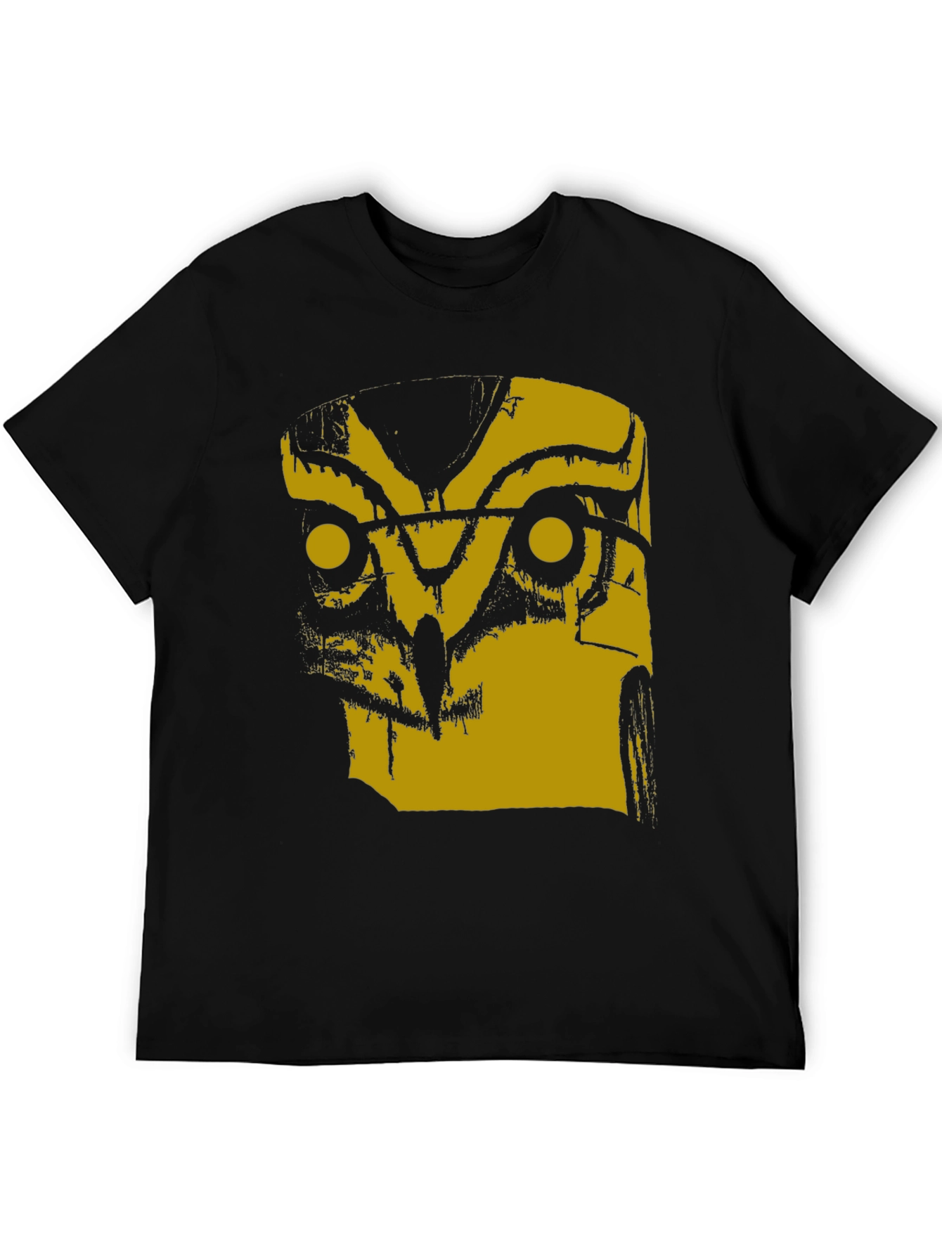 Abstract Owl Graphic Black T-Shirt
