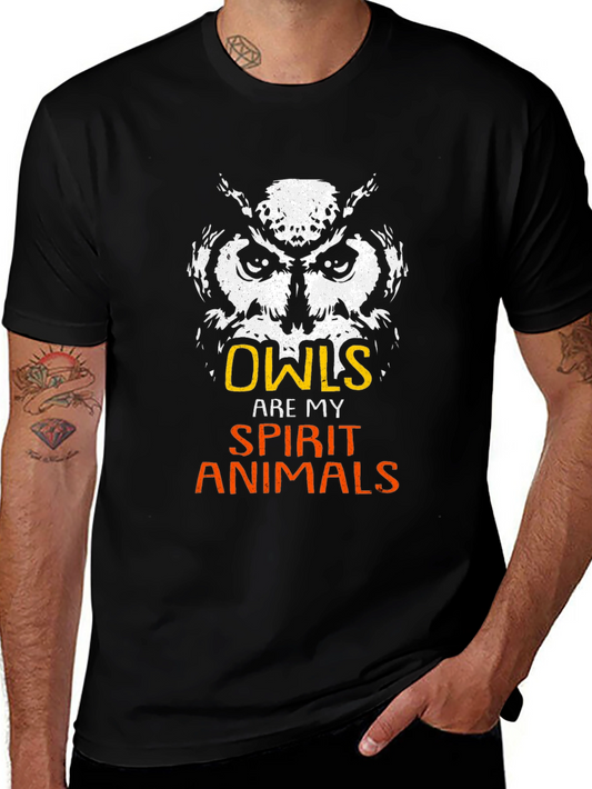Owl Spirit Animal Graphic Tee - Black