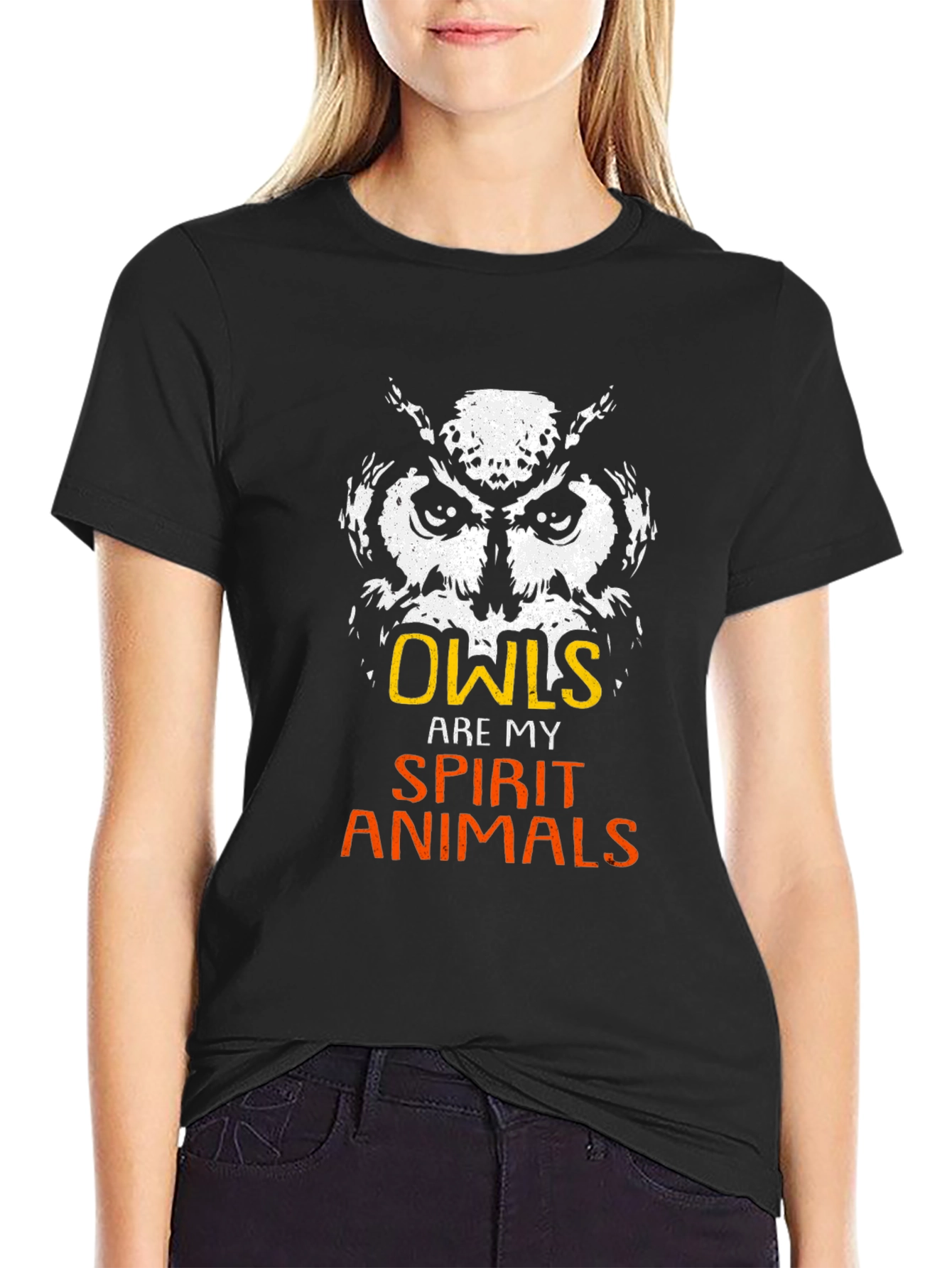 Owl Spirit Animal Graphic Tee - Black