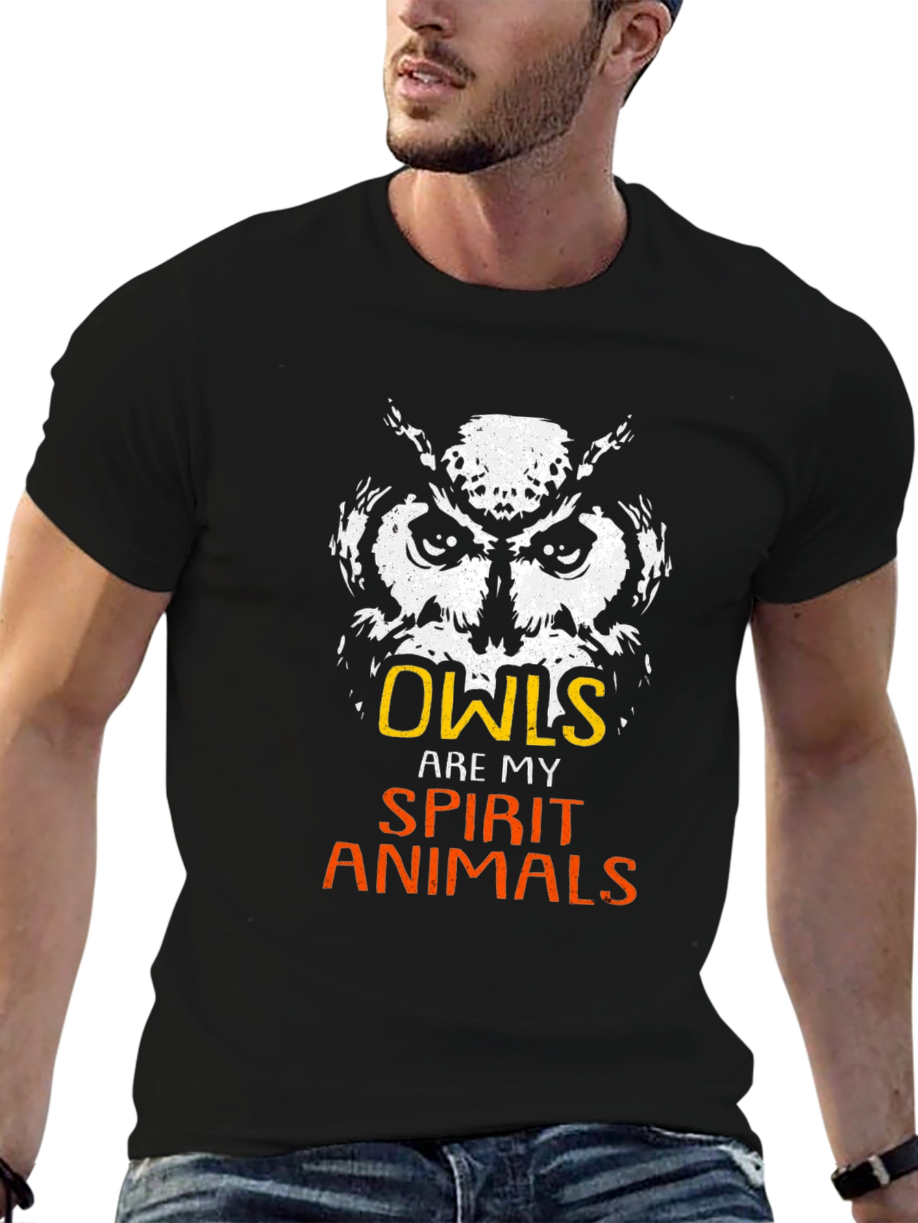 Owl Spirit Animal Graphic Tee - Black