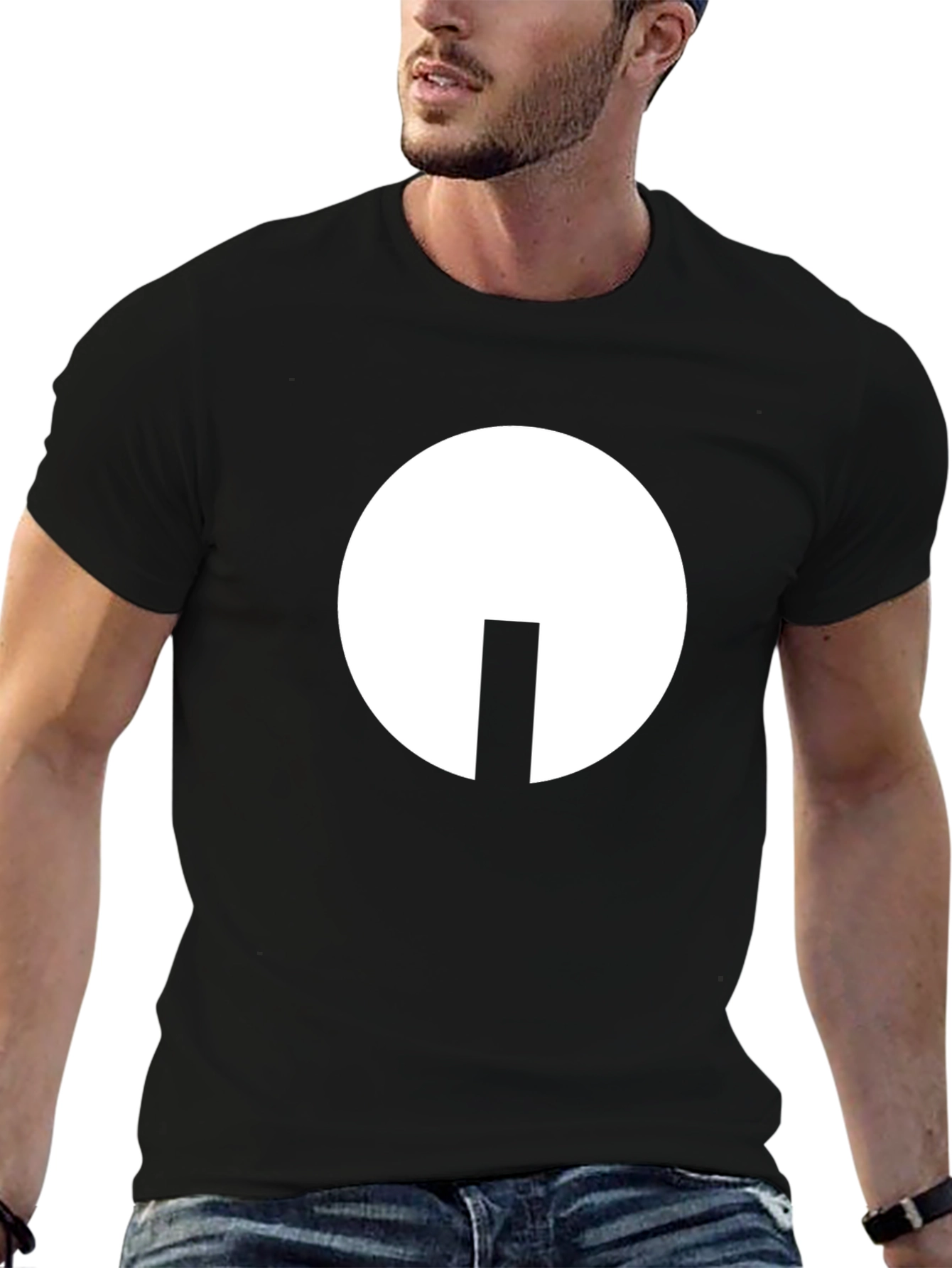 Modern Graphic T-Shirt - Black with White Circle Design