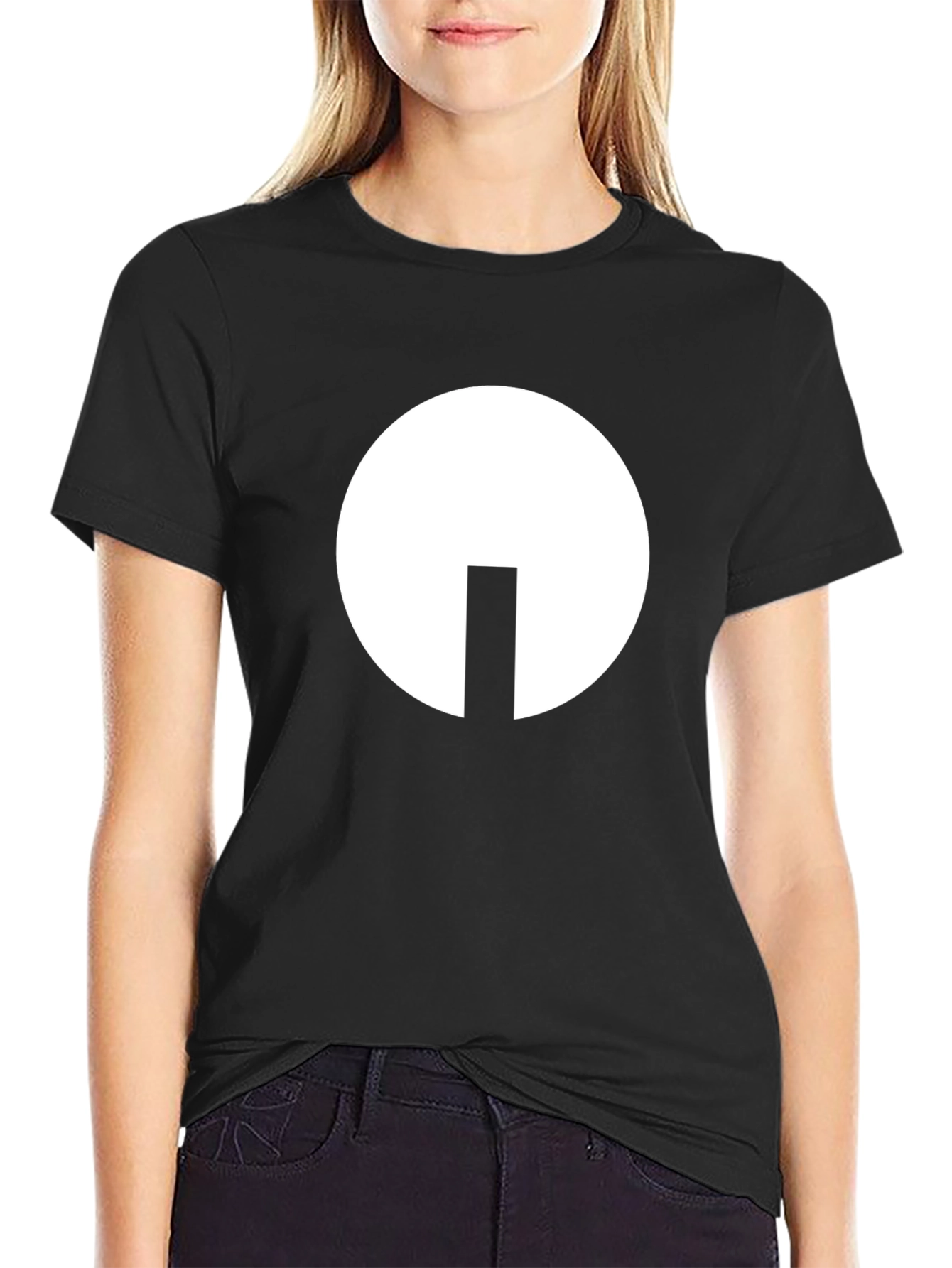 Modern Graphic T-Shirt - Black with White Circle Design