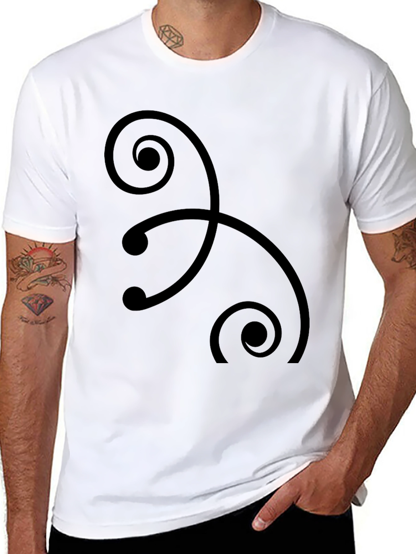 Abstract Swirl Graphic Black T-Shirt