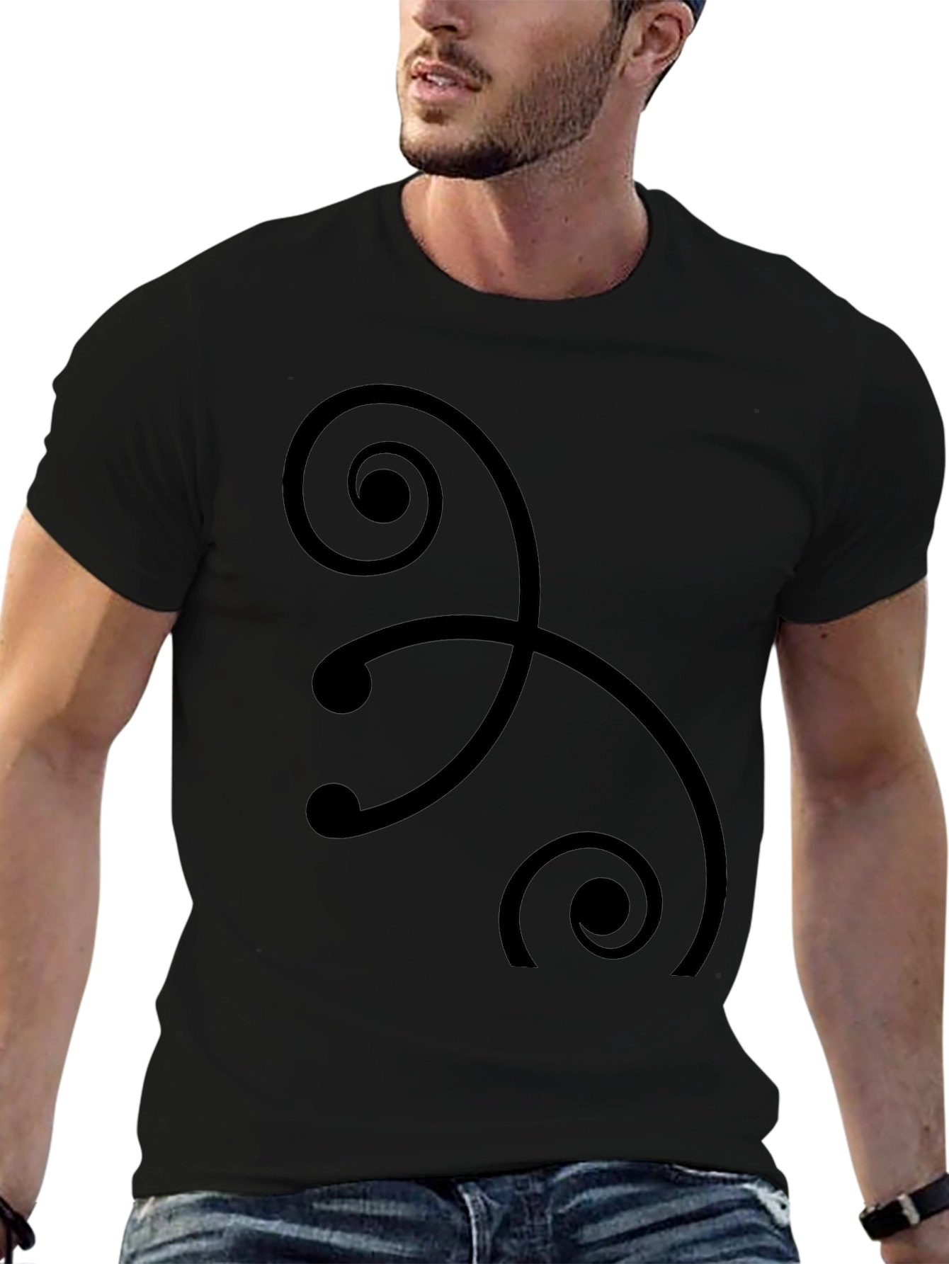 Abstract Swirl Graphic Black T-Shirt