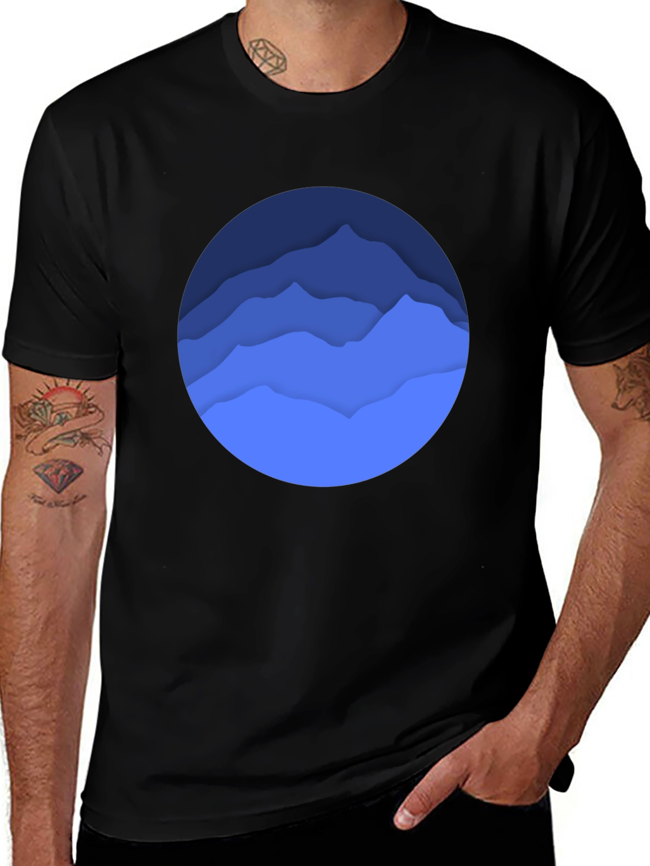 Mountainscape Graphic Black T-Shirt