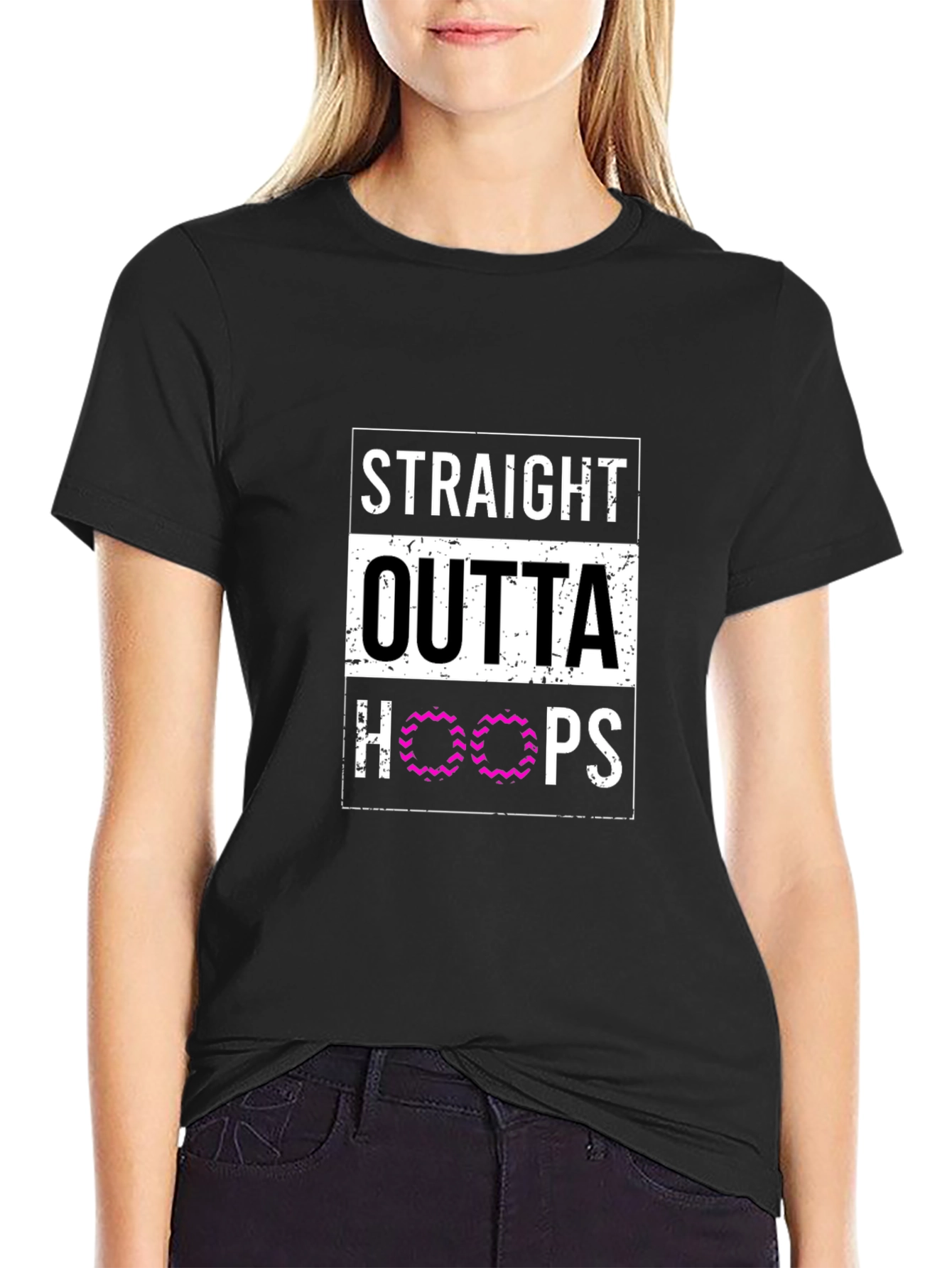 Straight Outta Hoops Black Graphic Tee