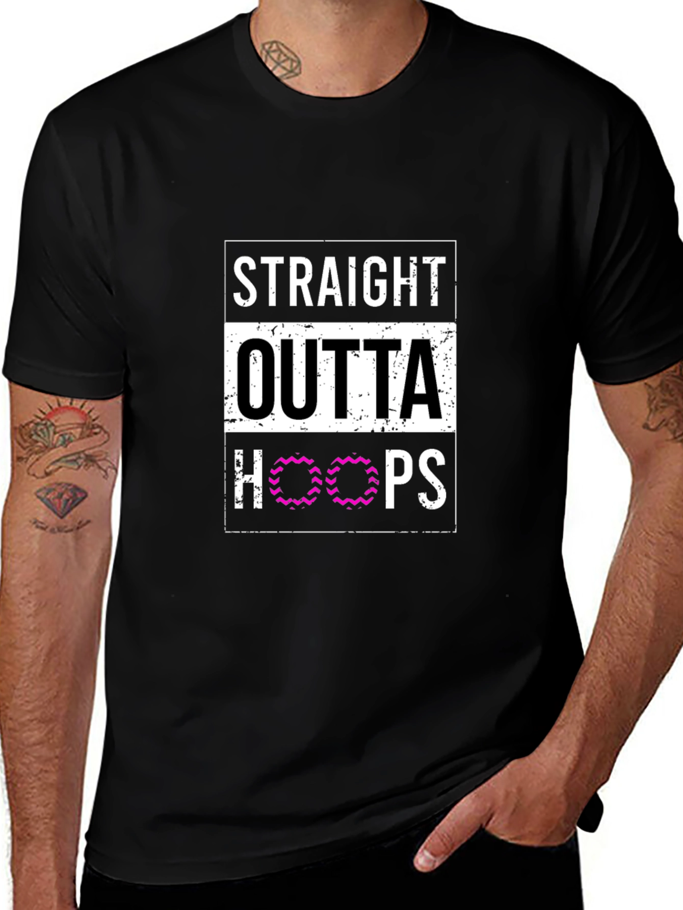 Straight Outta Hoops Black Graphic Tee