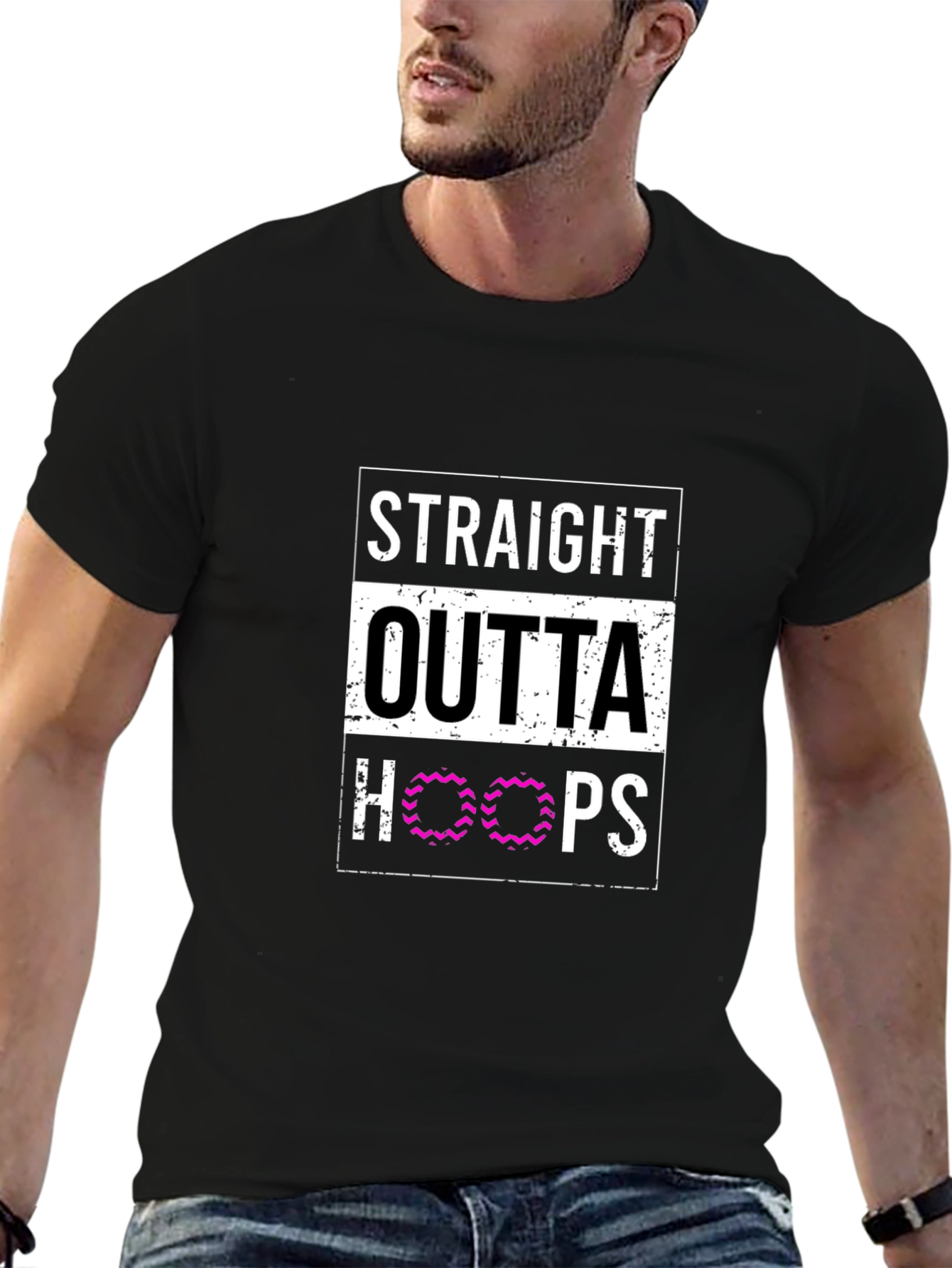 Straight Outta Hoops Black Graphic Tee
