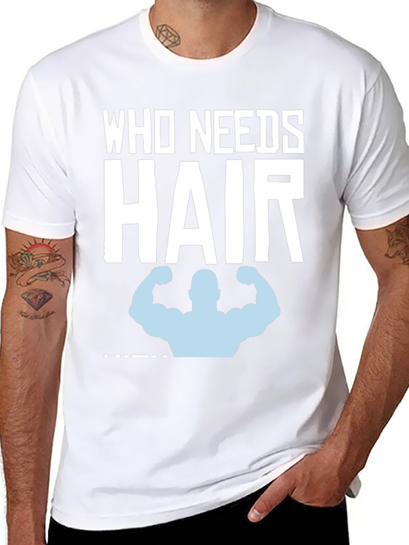 Who Needs Hair? Funny Bald Gym T-Shirt