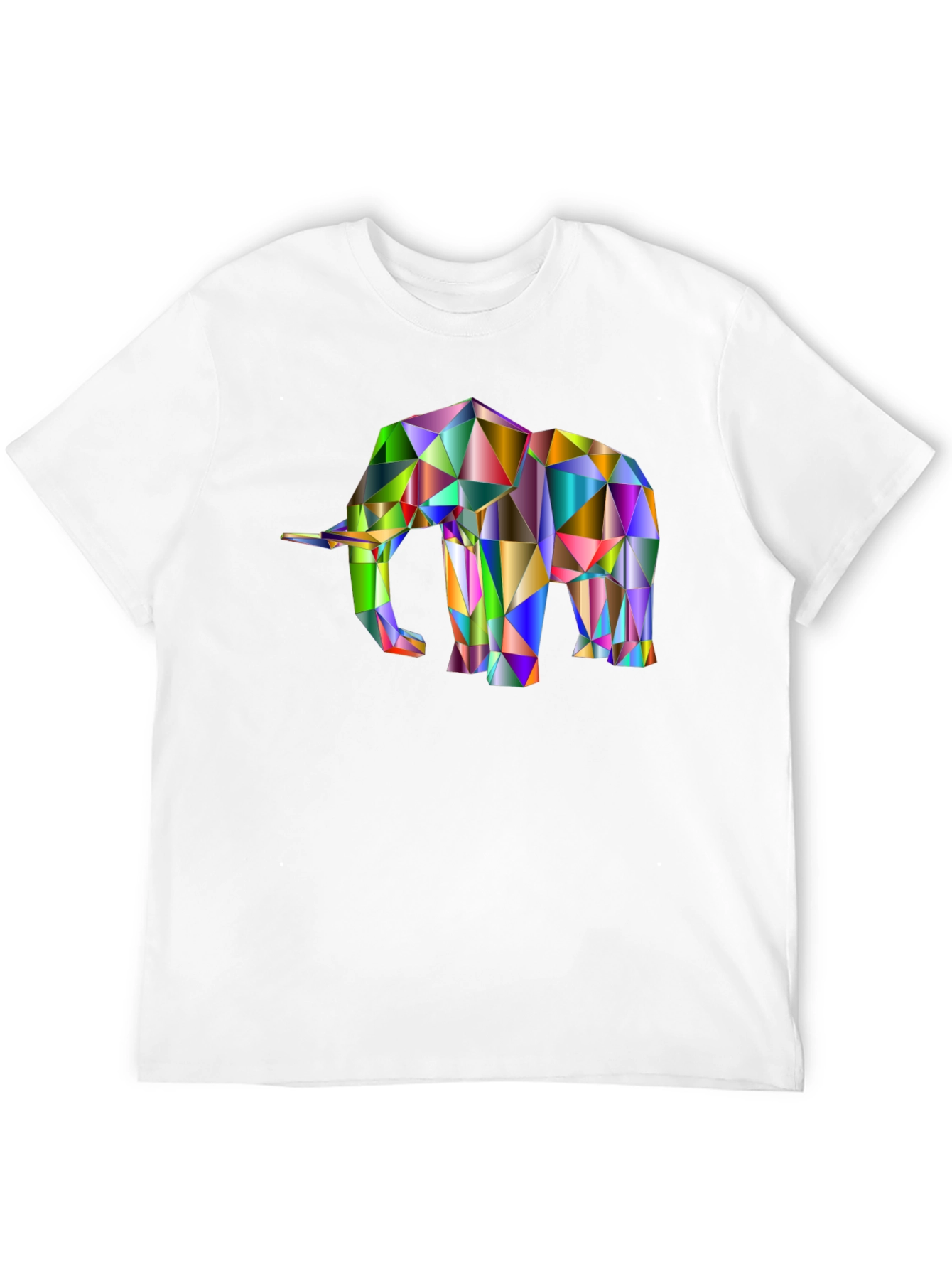 Geometric Elephant Graphic Tee - Black Cotton Blend