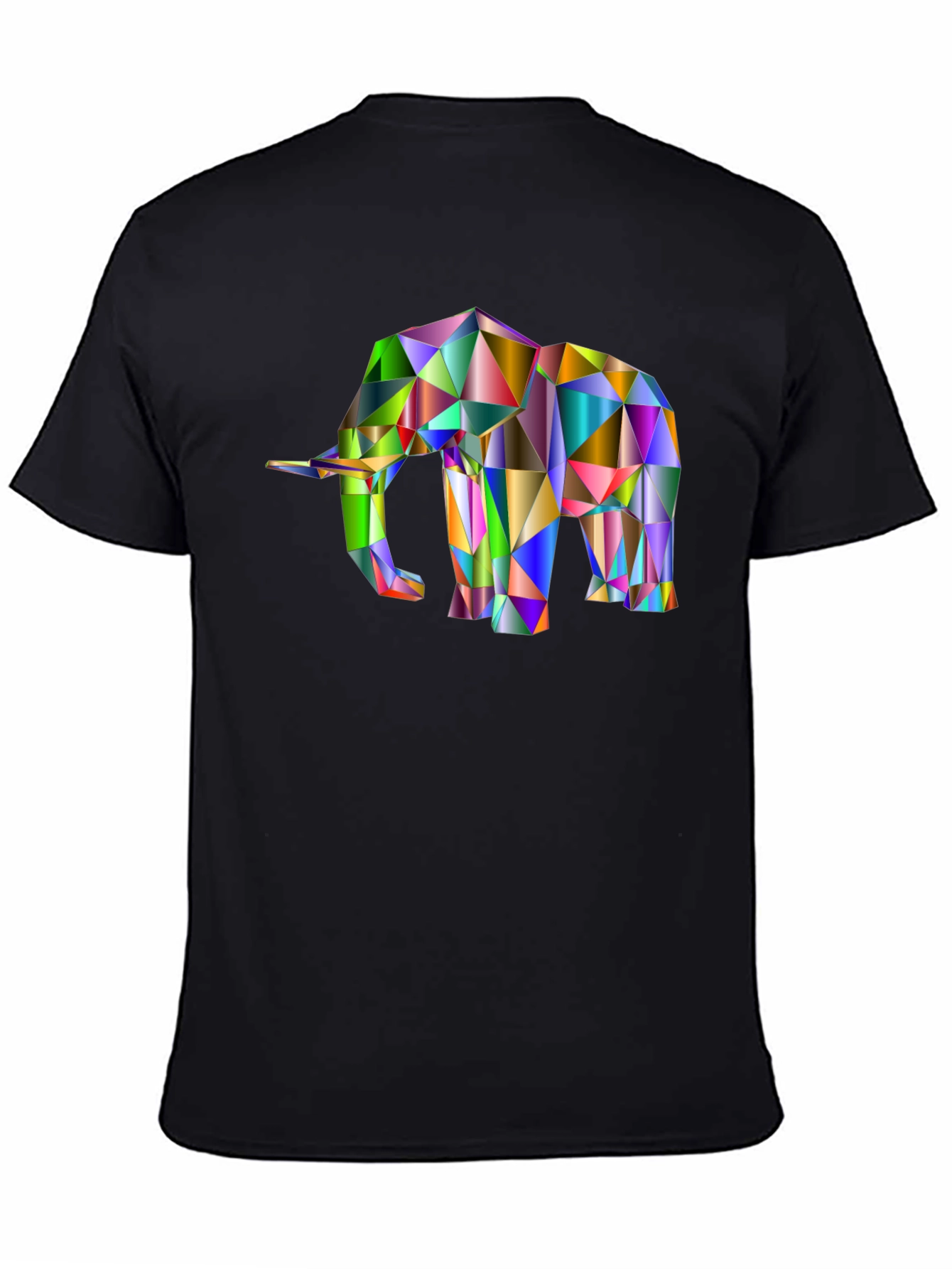 Geometric Elephant Graphic Tee - Black Cotton Blend