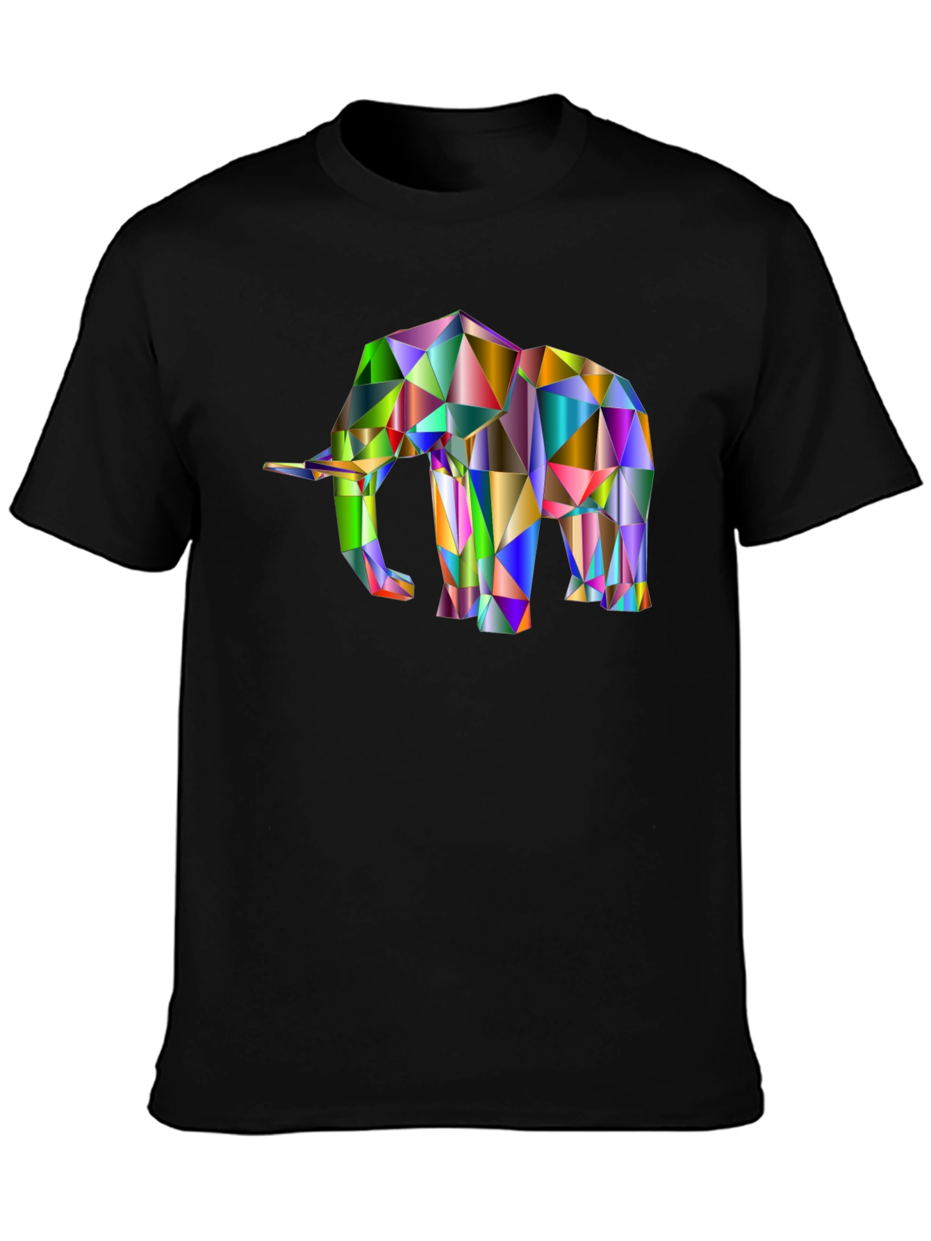 Geometric Elephant Graphic Tee - Black Cotton Blend