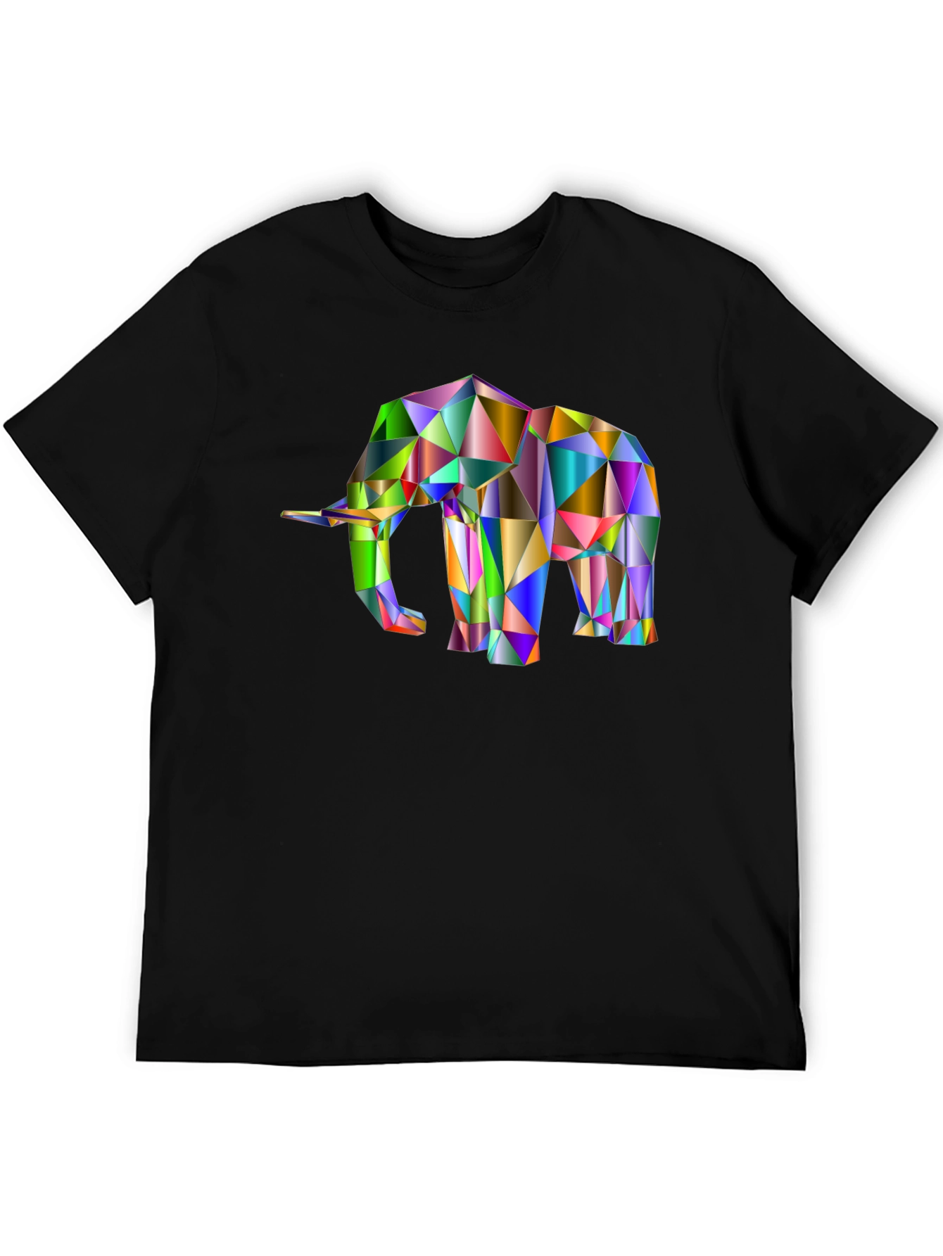 Geometric Elephant Graphic Tee - Black Cotton Blend