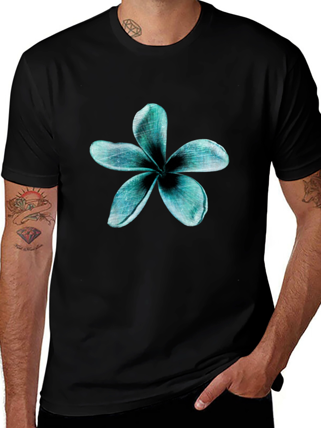 Floral Print Black T-Shirt