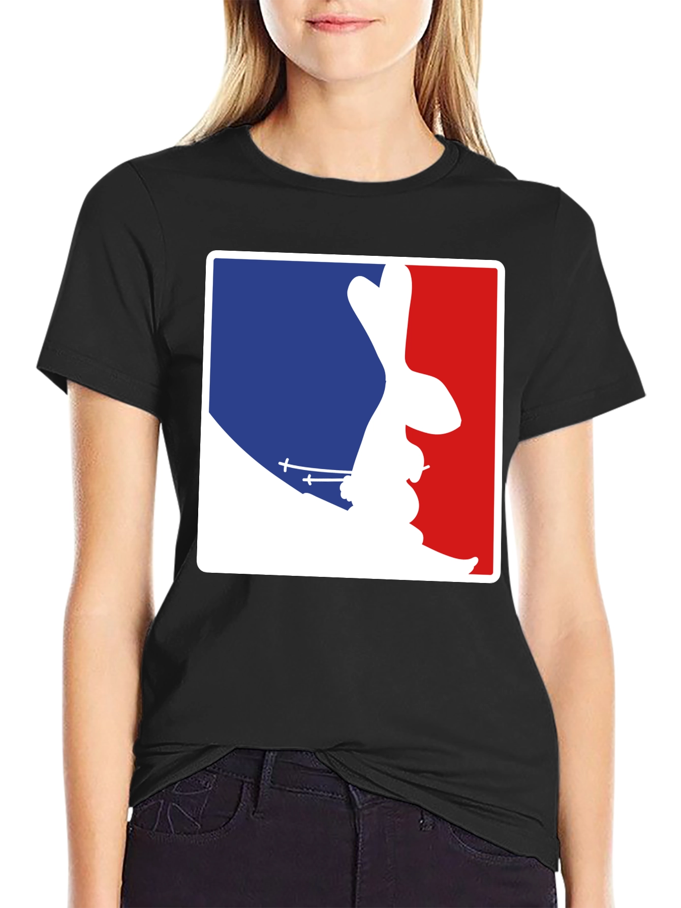Skiing Bunny Tee - Blue and Red Design