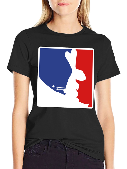 Skiing Bunny Tee - Blue and Red Design