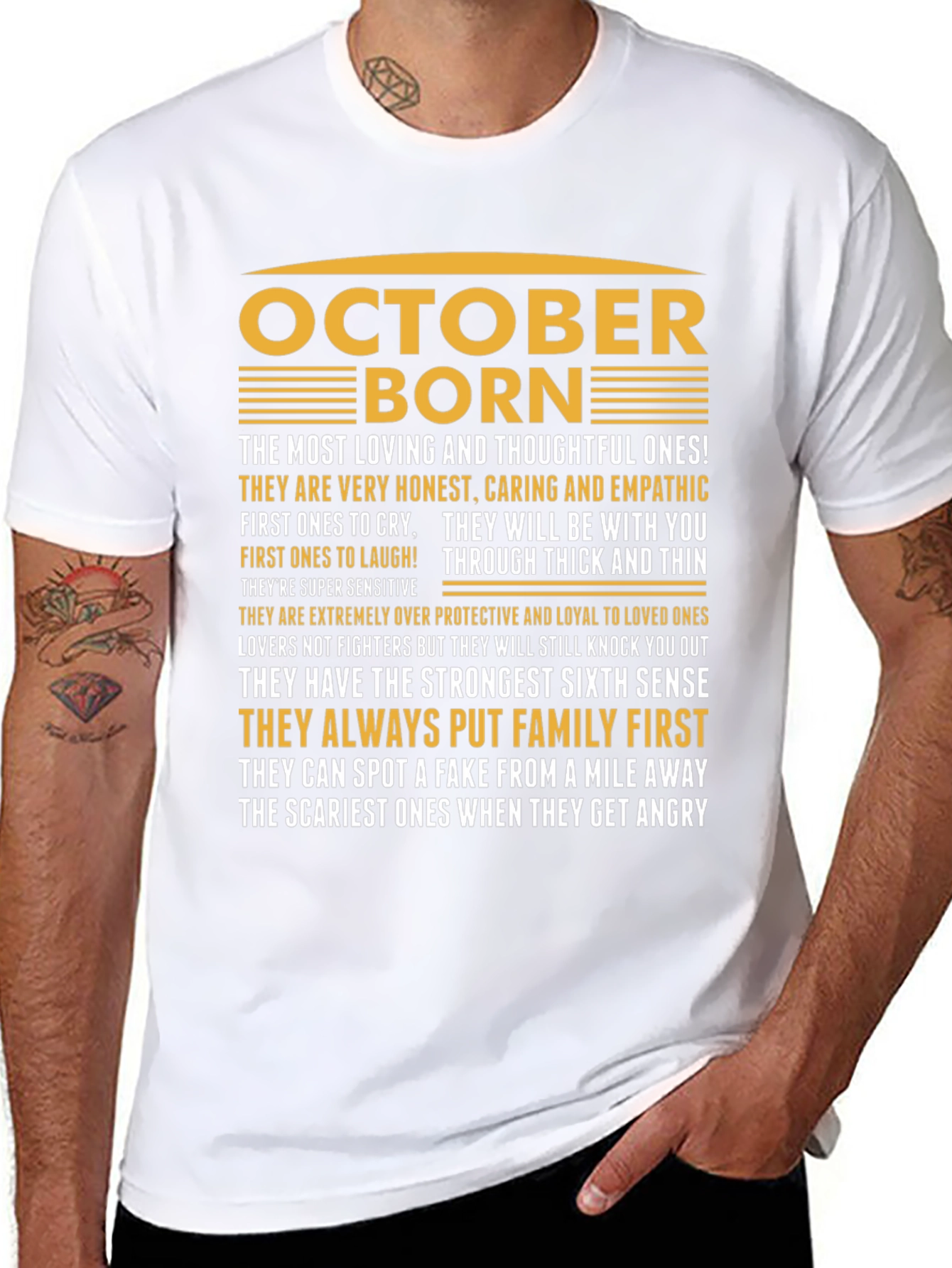October Born T-Shirt - Loving Thoughtful and Loyal
