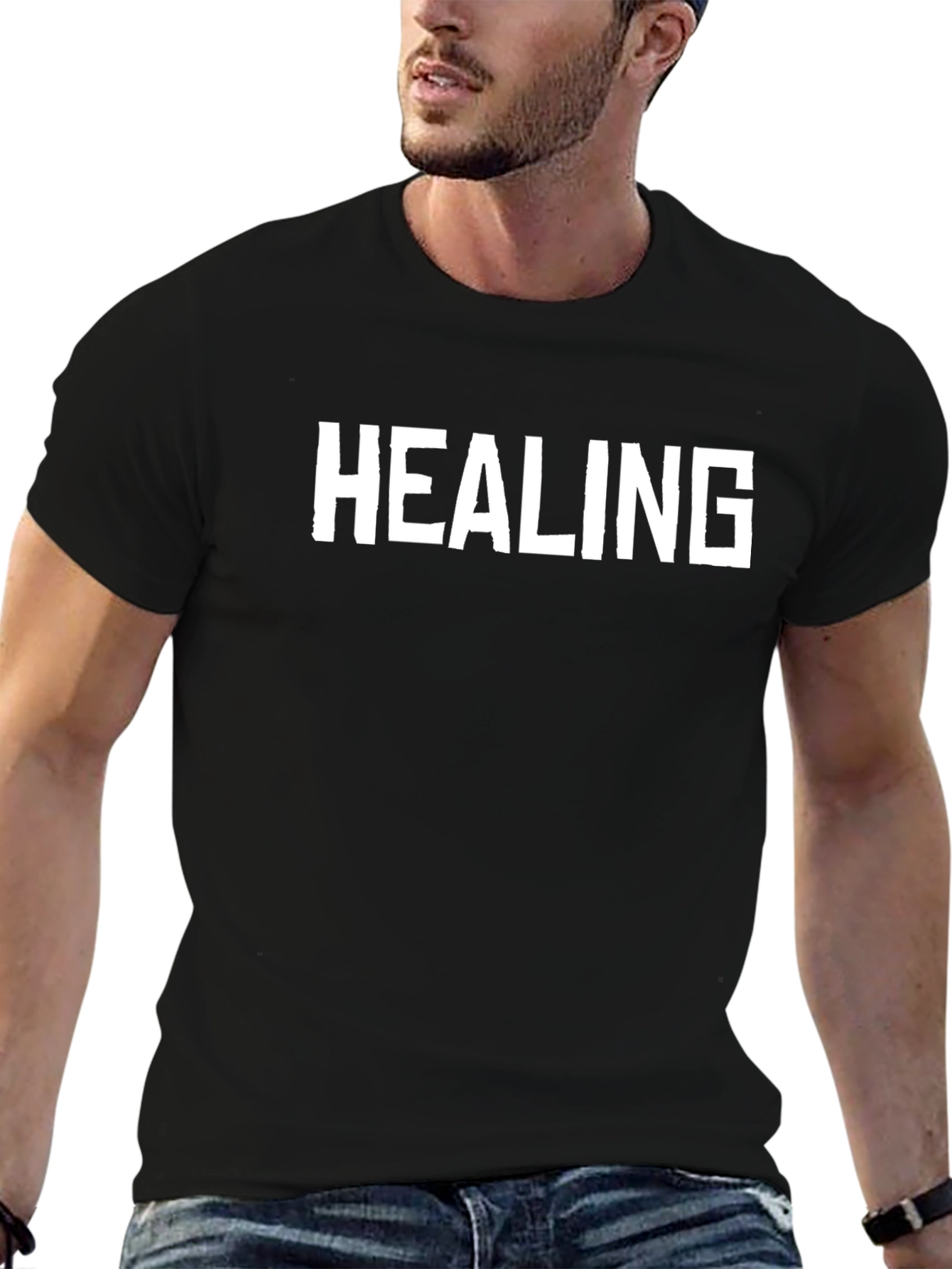Healing Graphic Tee - Black Casual T-Shirt